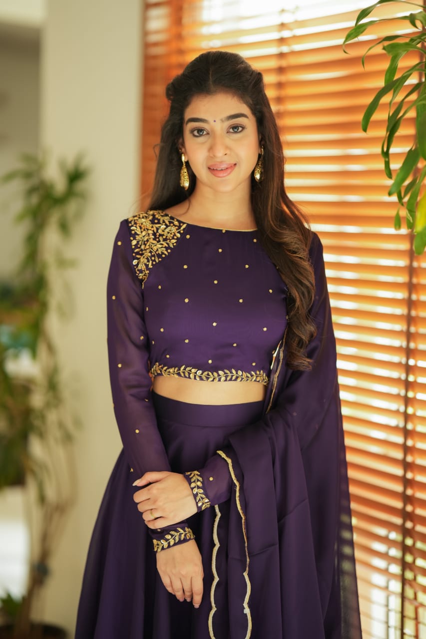 Aashmika Violet Designer Lehenga Choli Set for Women | Indian Ethnic Party Wear | Wedding, Festival & Special Occasion Outfit