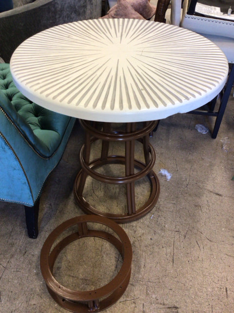 Round Stone Top Bistro Table with Extension - Outdoor Patio Dining Set for Garden, Balcony & Restaurant Use