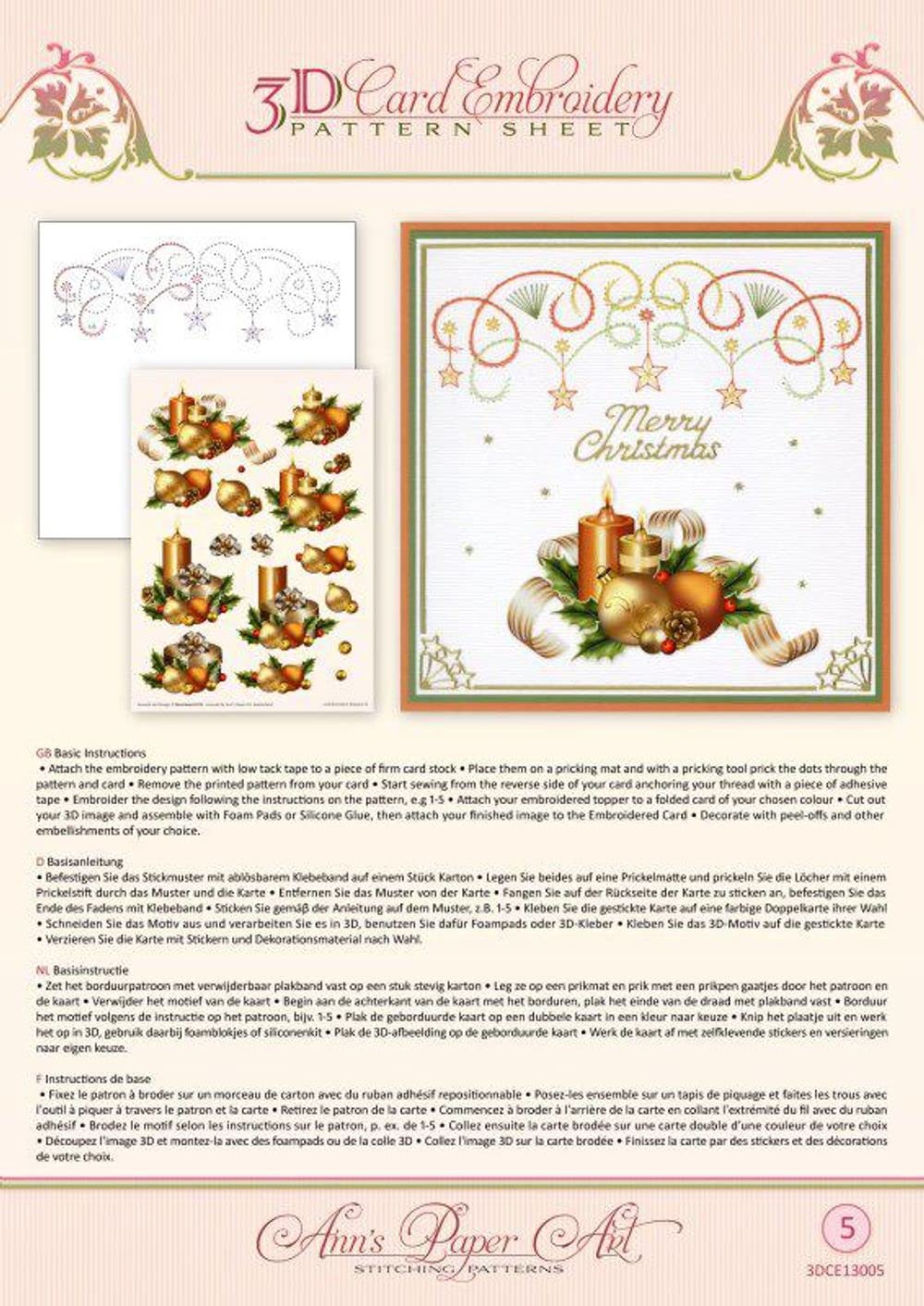 Ann Paper Embroidery Pattern Kit - DIY Holiday Home Decor