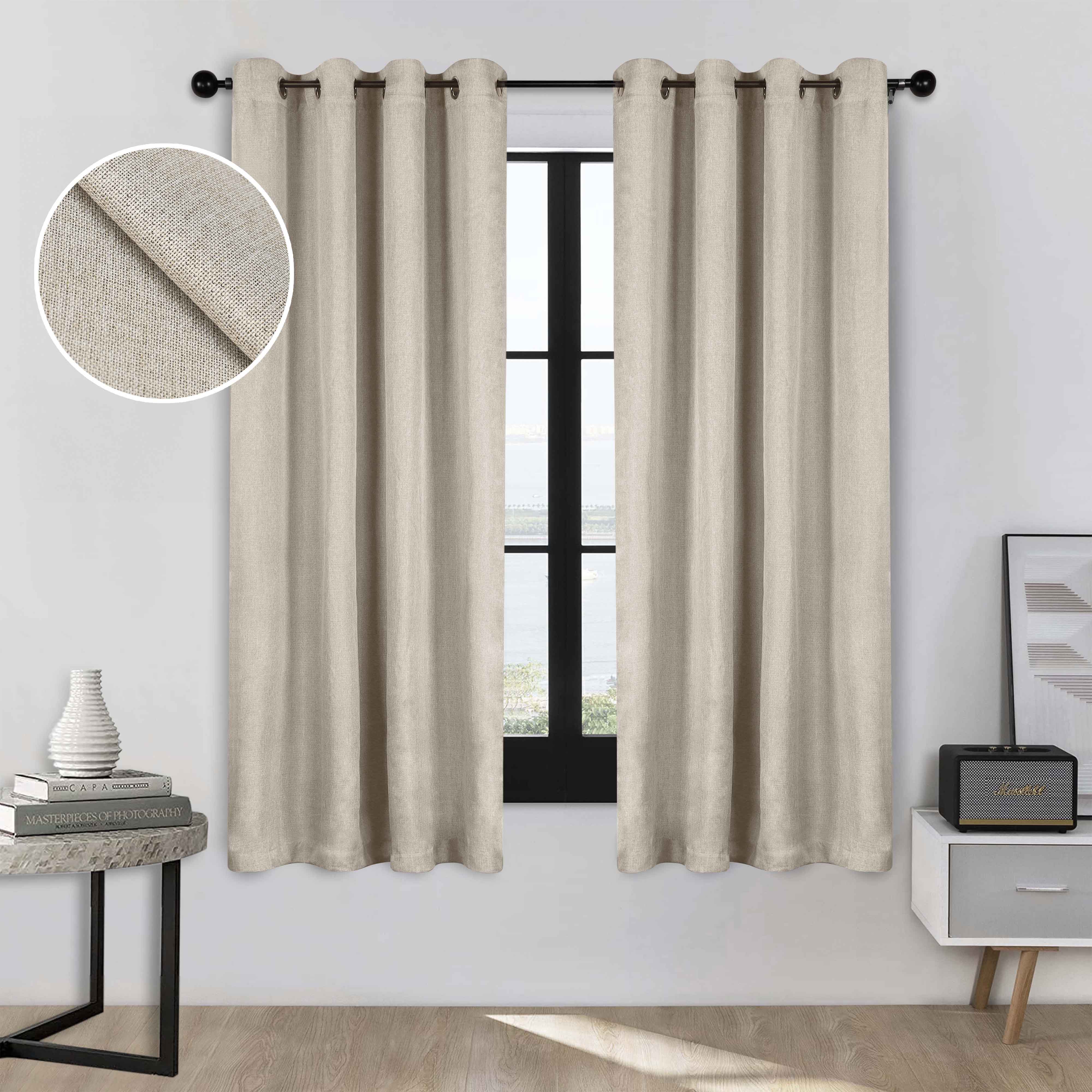 Premium Blackout Curtains Set of 2 - 100% Linen Fabric, Machine Washable, Room Darkening for Better Sleep - Ideal for Bedrooms, Home Theater & Nursery