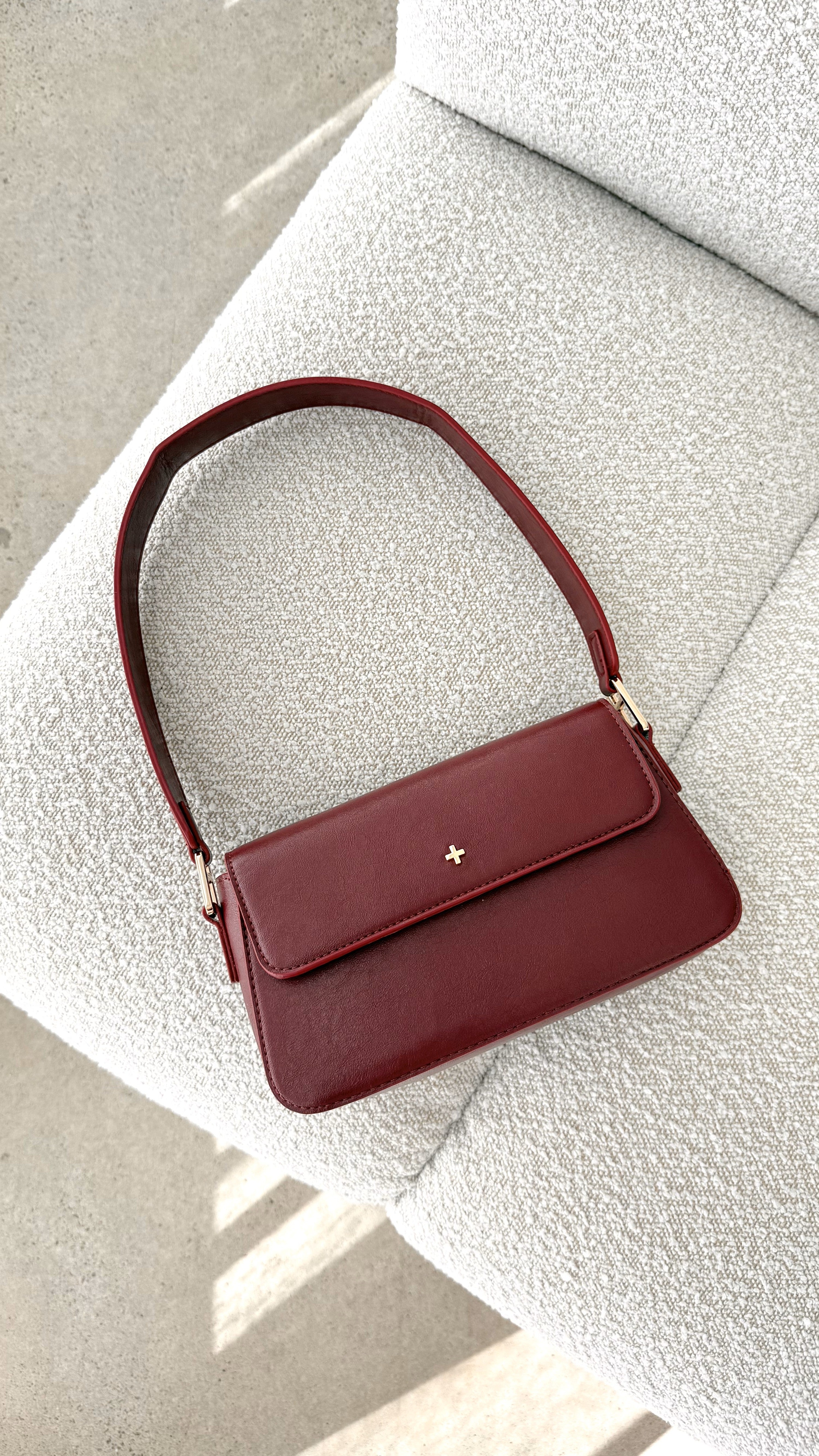 Jocelyn Women's Burgundy PU Leather Shoulder Bag - Stylish Crossbody Purse for Work, Travel & Everyday Use