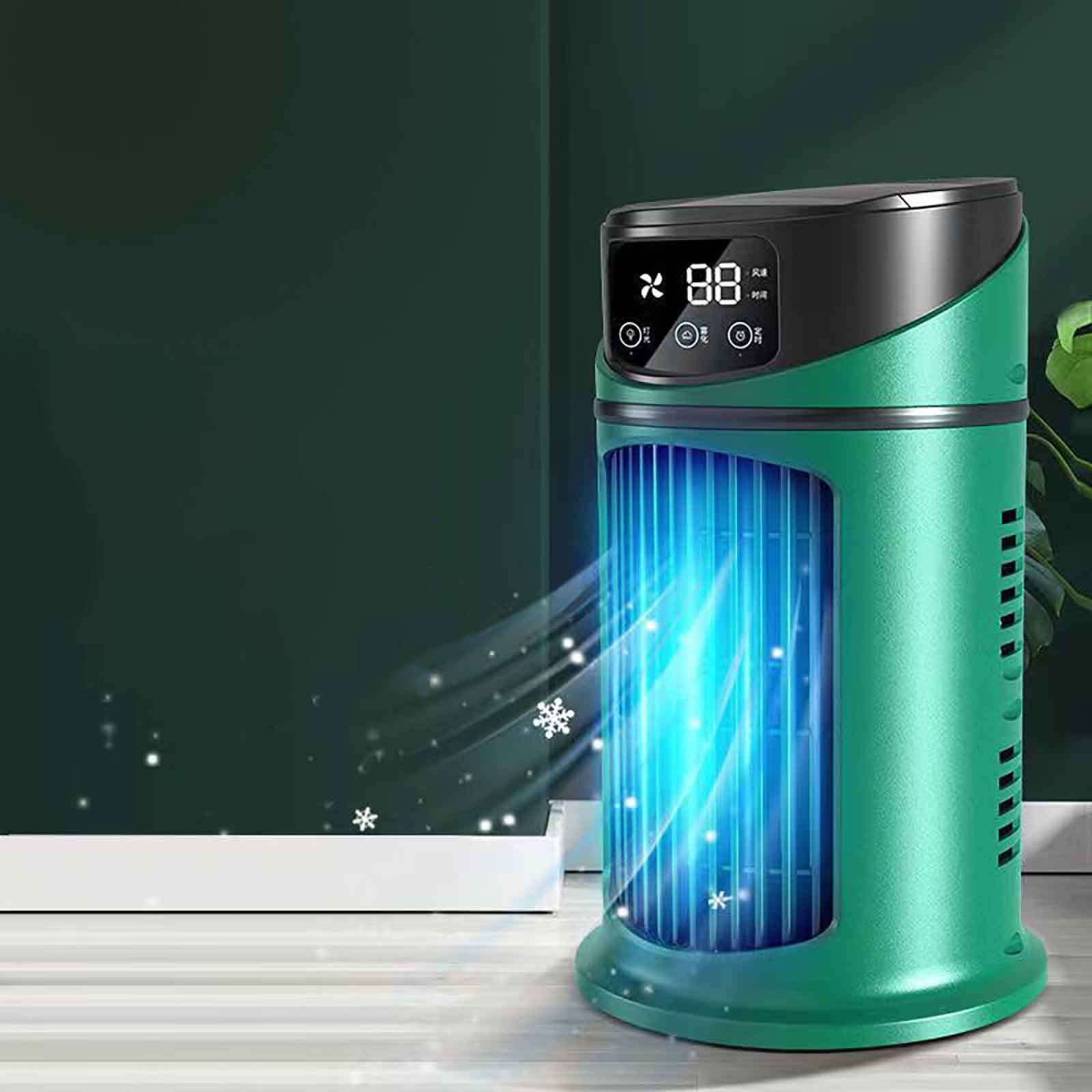 Bzdzmqm 3-in-1 Portable Air Cooler with Humidifier - USB Rechargeable Desktop Fan, 7 Color LED Lights, 5 Speed Settings & Timer - Perfect for Home, Office, and Bedroom Cooling