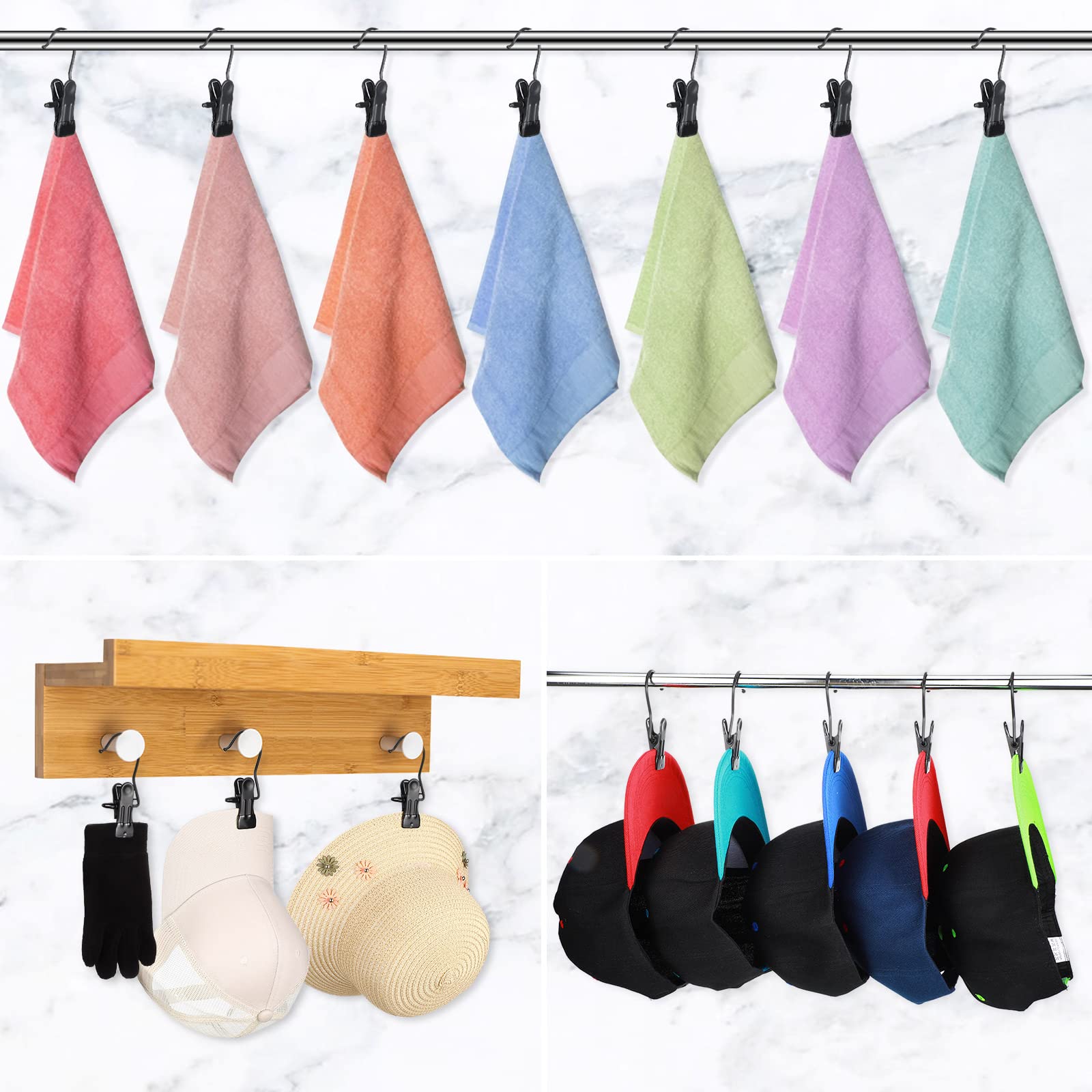 100 Pack Boot Hangers for Closet - Space Saving Laundry Hooks & Clothes Organizer - Perfect for Boots, Hats, Towels & Travel Storage (Electrophoresis Black) - Ideal for Home, Dorm & Closet Organization