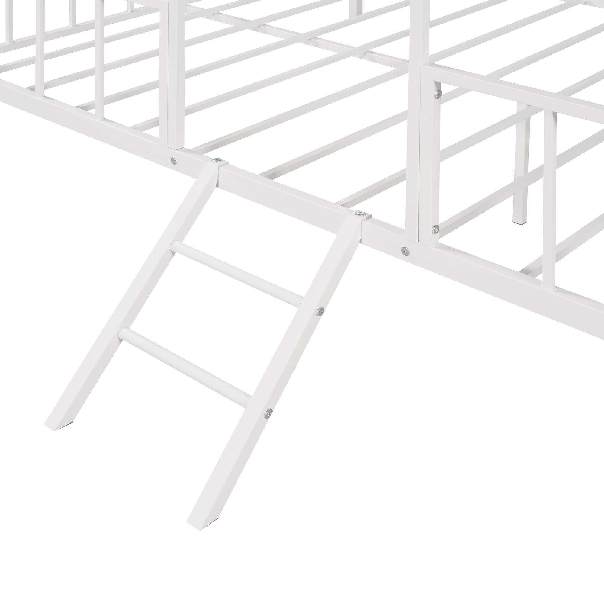Bellemave Full Size Kids Metal Platform Bed Frame - No Box Spring Needed - Sturdy House Design for Boys & Girls (White) - Perfect for Bedrooms, Playrooms & Sleepovers