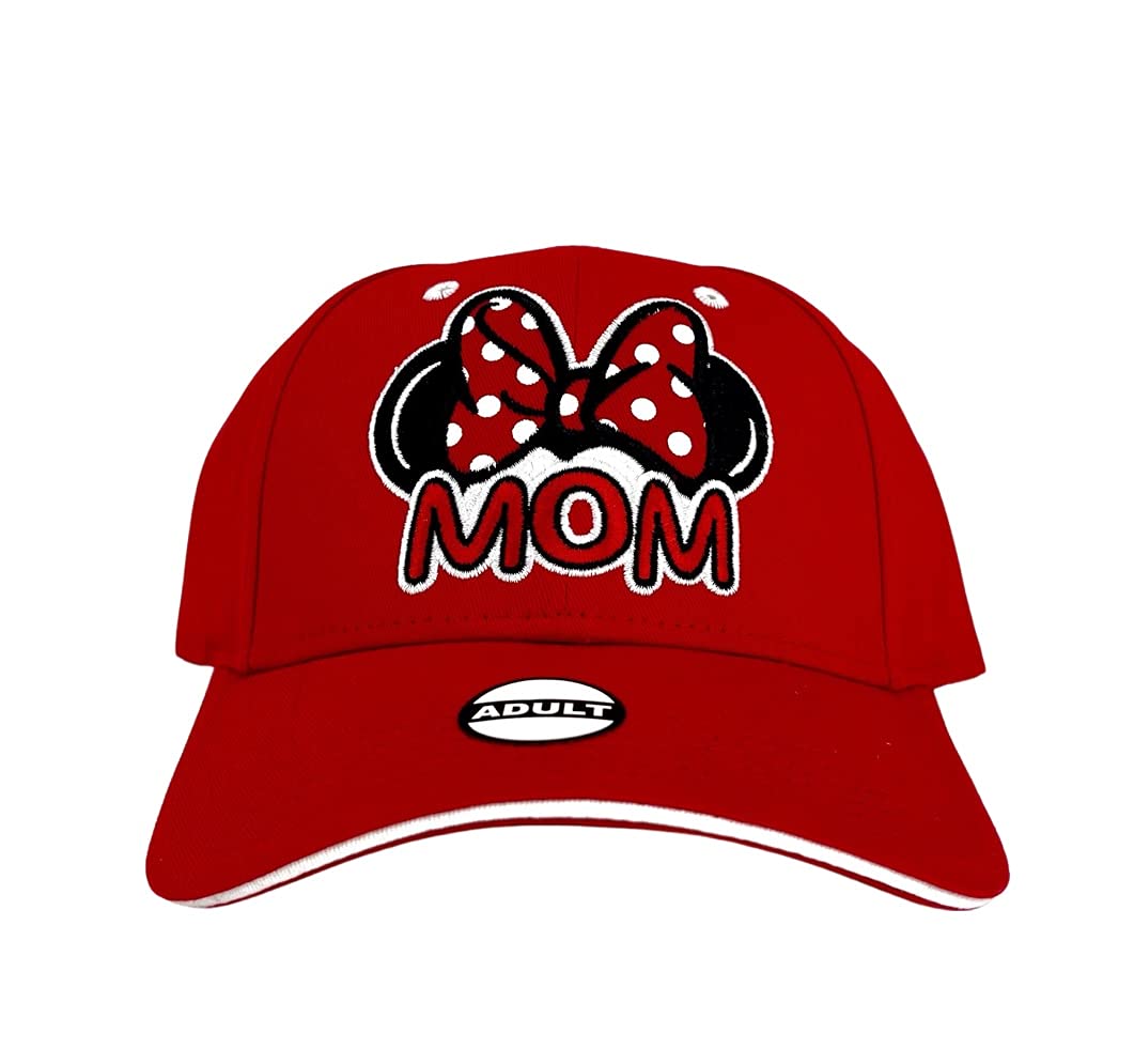 Disney Women's Minnie Mouse Baseball Cap - Adjustable Cotton Mom Hat for Disney Fans (Red) | Perfect for Theme Parks, Disney Vacations & Everyday Casual Wear
