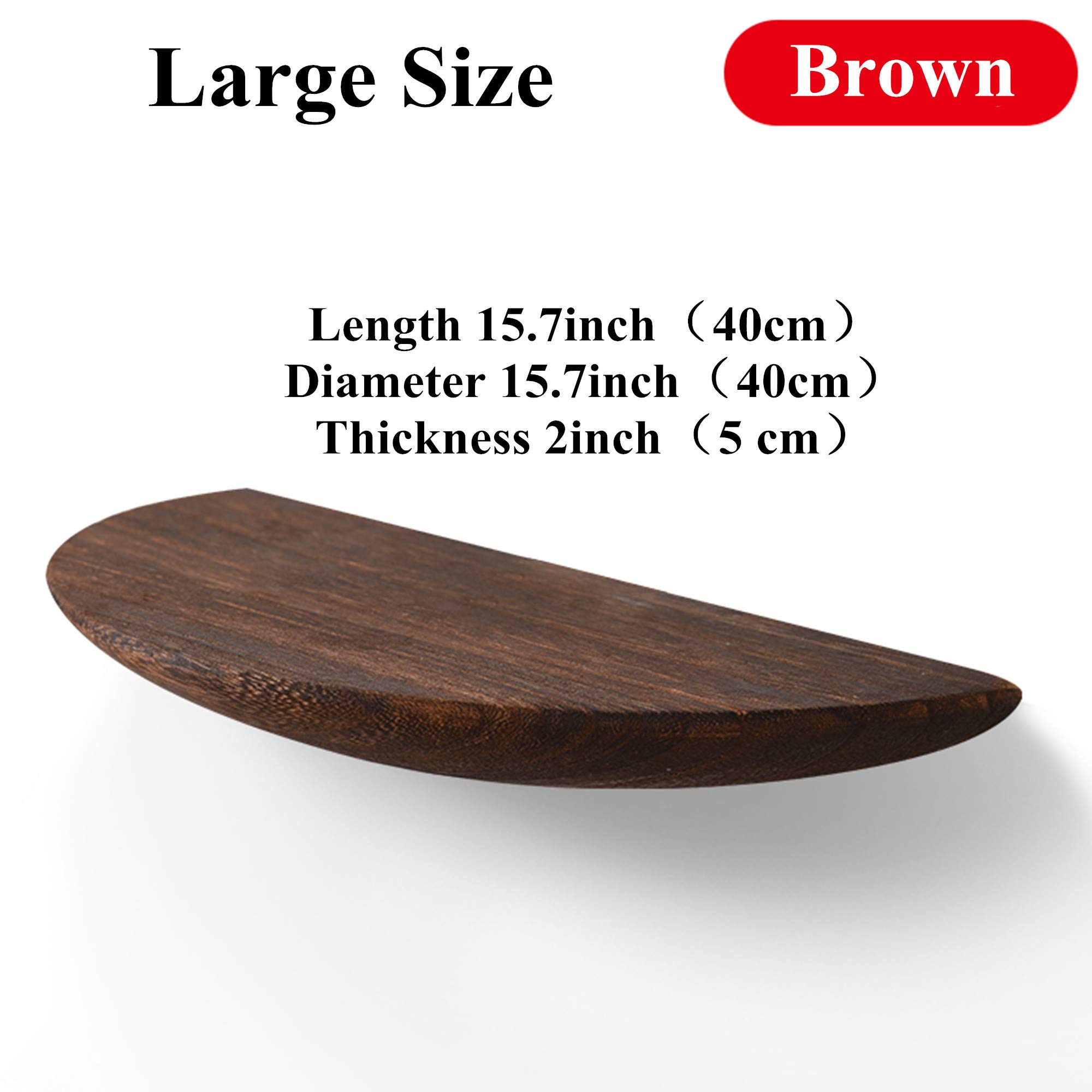 Solid Wood Floating Shelves - Wall Mounted Semi-Circle Shelf for Home Decor, Display Ledge & Storage Rack - Large Brown Wooden Shelves for Living Room, Bedroom, Kitchen & Office Organization