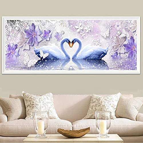5D DIY Diamond Painting Kit - Swan Full Drill Large Size (90x230cm/35.4x90.5in) for Adults & Kids - Crystal Rhinestone Cross Stitch Art, Wall Decor, Stress Relief & Creative Gift - Perfect for Home Decor, Bedroom, Living Room & Office