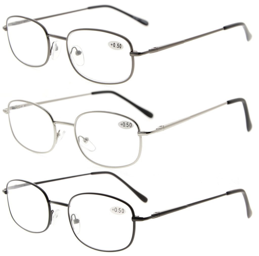 Eyekepper Reading Glasses for Men & Women - 3 Pack Lightweight Readers with Spring Hinges | Perfect for Reading, Computer Use & Close Work