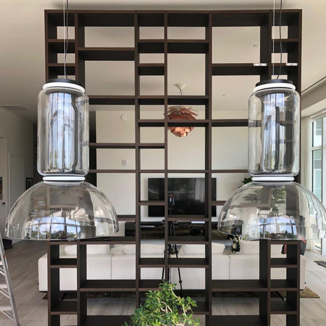 Modern Cylindrical Glass Pendant Light Fixture - Sleek Hanging Chandelier for Kitchen Island, Dining Room & Bedroom Lighting Decor