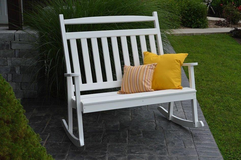 A & L Furniture Poly Classic Double Rocker - Comfortable Outdoor Patio Rocking Chair for Porch, Garden, and Backyard Relaxation