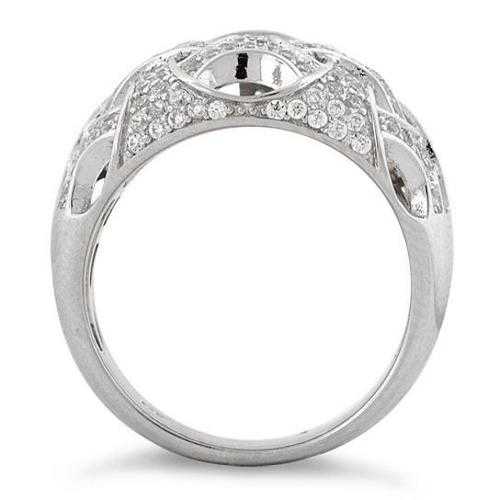 Elegant Commitment Ring with Woven Design & CZ Stones - Platinum Plated for Women | Perfect for Anniversaries, Engagements & Romantic Gifts
