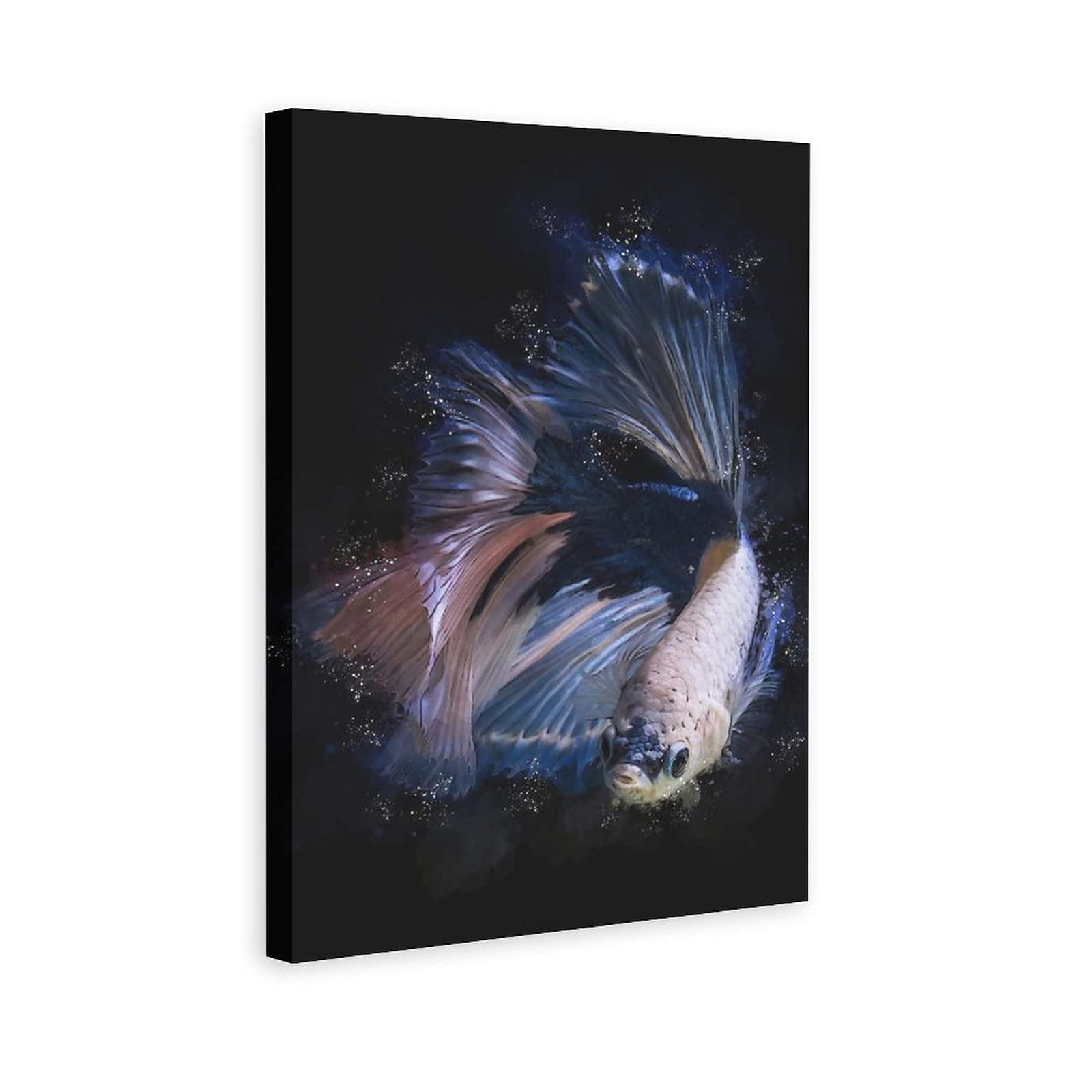 Betta Fish Artwork - Ornamental Fighting Fish Canvas Poster Wall Art Decor for Living Room, Bedroom & Office - Unique Home Decor Gift for Fish Lovers - Perfect for Aquatic Theme Rooms & Zen Spaces