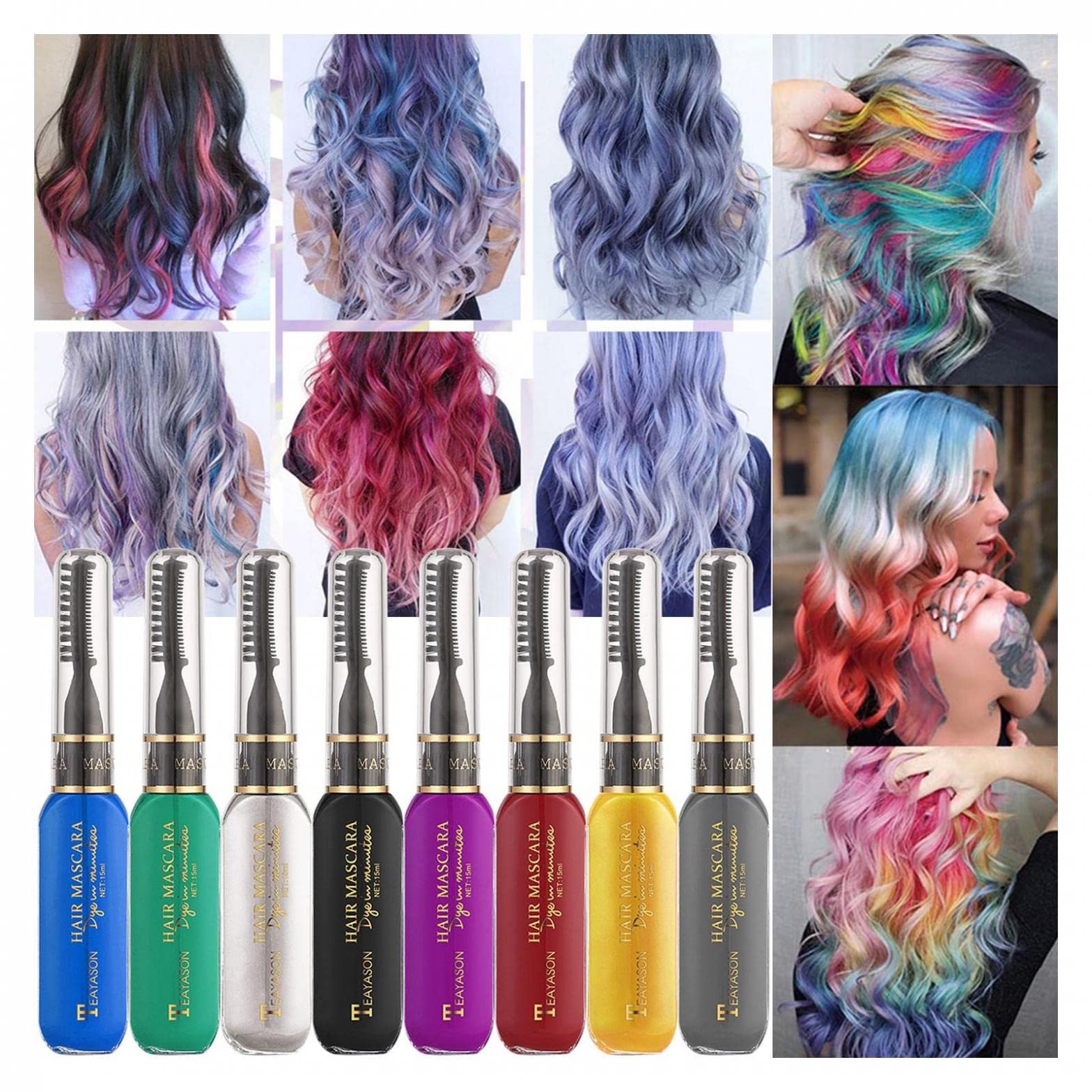 Washable Temporary Hair Dye & Hair Chalk Comb - Instant Color Highlights for Dark & Light Hair (Women & Girls) - Perfect for Parties, Halloween, Cosplay & Fashion Styling
