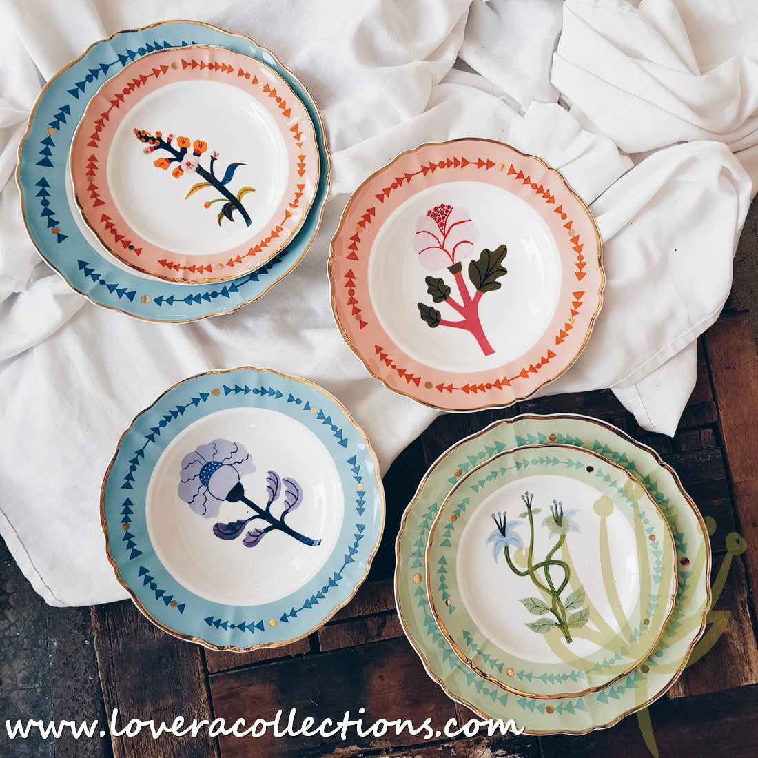 Bitossi Italy Botanica Dinnerware Set - Premium Ceramic Plates, Bowls & Mugs - Elegant Floral Design for Dining, Entertaining & Home Decor (50% Off Clearance Sale)