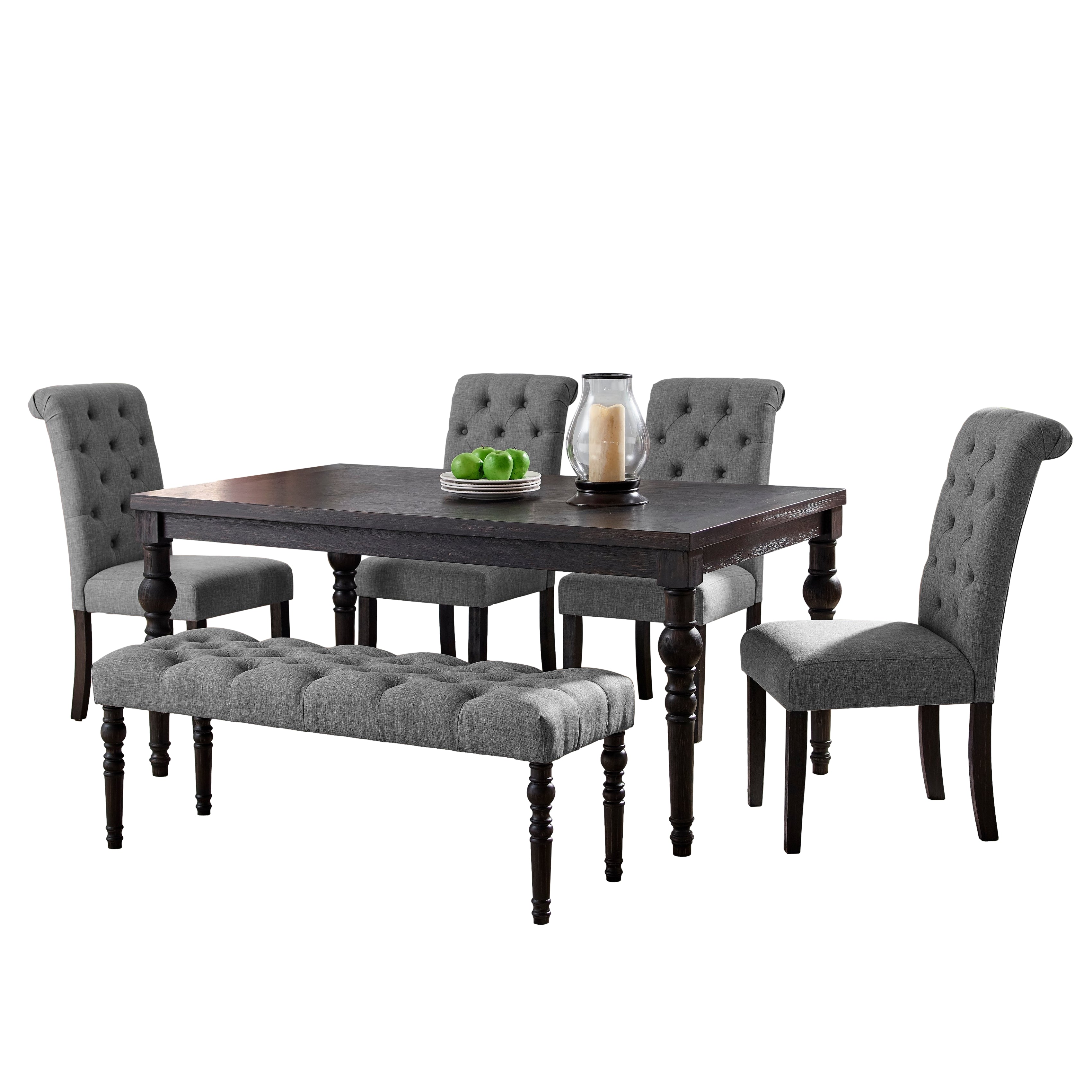 Roundhill Furniture Leviton Urban Style Dining Set - 5-Piece Gray Table and 4 Chairs for Small Spaces | Modern Kitchen & Apartment Dining Room Furniture