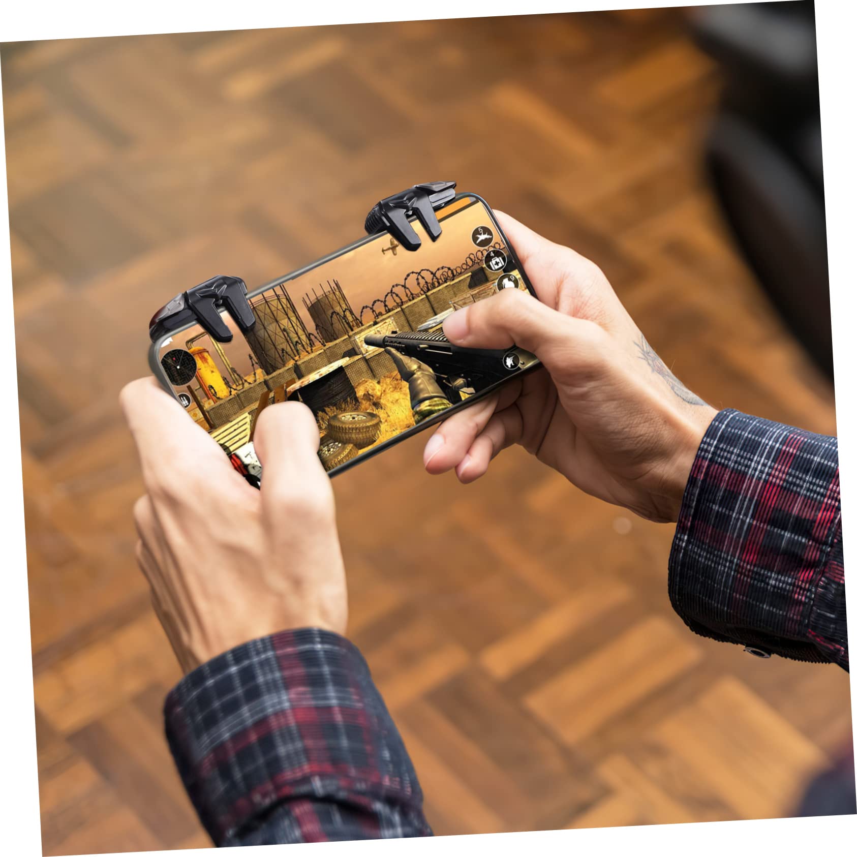 4 Pairs Auxiliary Button Gaming Triggers for PUBG Mobile - Phone Controller Grip with Cooling Radiator - Game Accessories for iPhone & Android - Enhance FPS Shooting in Fortnite, Call of Duty Mobile & More
