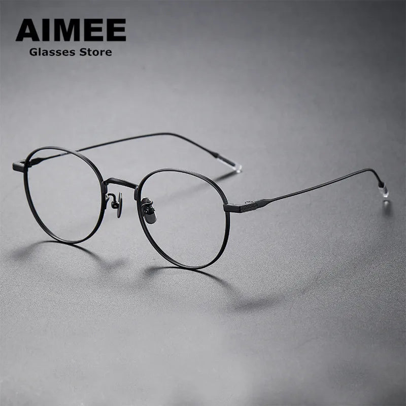 Aimee Unisex Full Rim Round Titanium Eyeglasses 80804 - Lightweight Durable Frame for Men & Women - Perfect for Reading, Work, and Everyday Wear