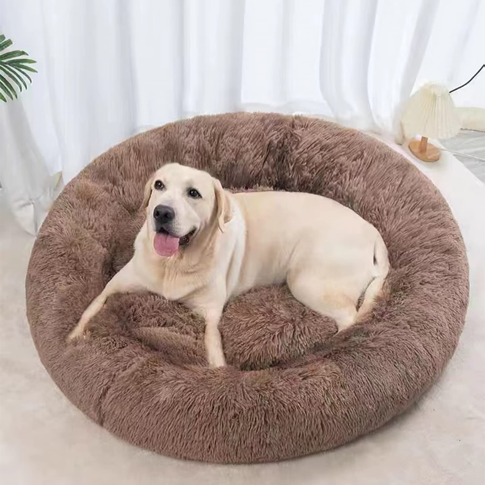 Nisrada 30 Inch Washable Round Dog Bed for Small Medium Large Dogs - Calming Soft Pet Bed with Non-Slip Bottom - Perfect for Puppies, Kittens & Pets in Living Room, Bedroom or Crate