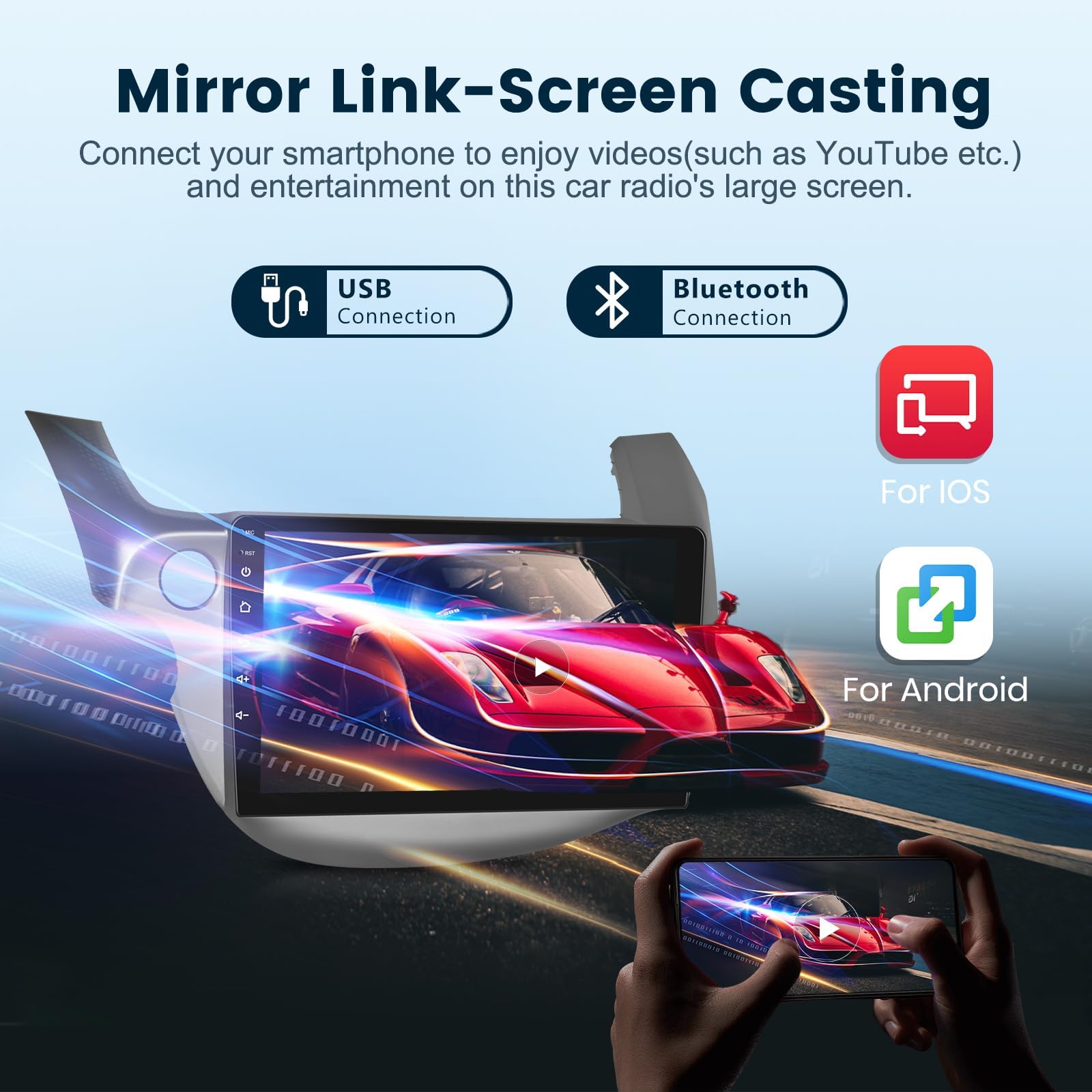 2008-2013 Honda Fit Android Car Stereo with Wireless CarPlay & Android Auto - 10.1