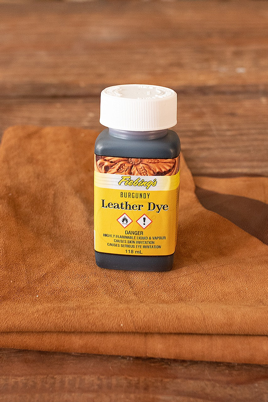 Fiebing's Leather Dye 118ml - Premium Burgundy Red Leather Stain for Shoes, Bags & Furniture | Professional Leather Crafting & Restoration