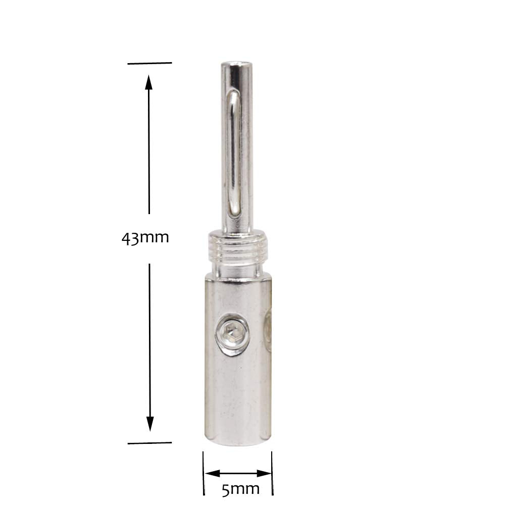 Premium Deltron Silver Plated Banana Speaker Connector Kit - 8 Pcs for High-Quality Audio Systems - Perfect for Home Theater, Studio Setup & Professional Sound Equipment