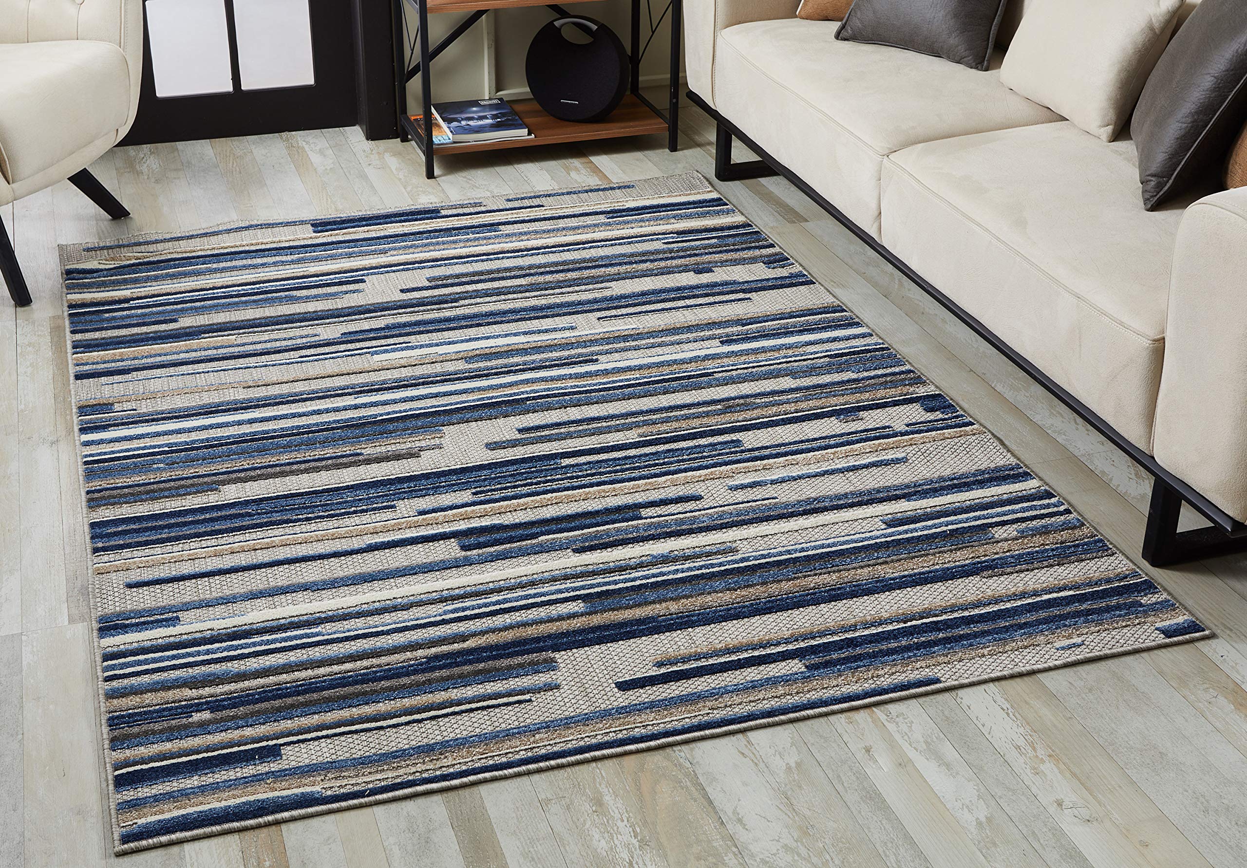 KAS Rugs Calla Blue Denni Plush Round Area Rug 7'10' - Soft & Luxurious Living Room Carpet for Bedroom, Nursery, or Office Decor
