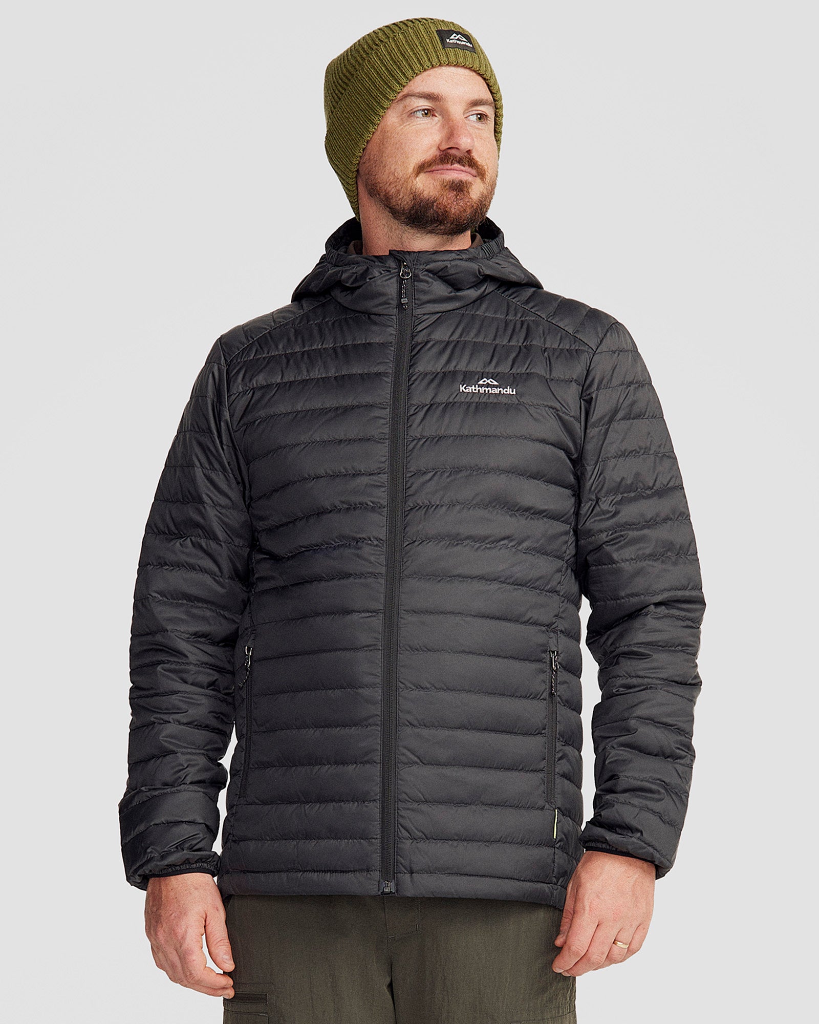 Men's Heli Hooded Down Jacket - Lightweight Warm Winter Coat, Waterproof Windproof Puffer Jacket for Outdoor Activities - Black
