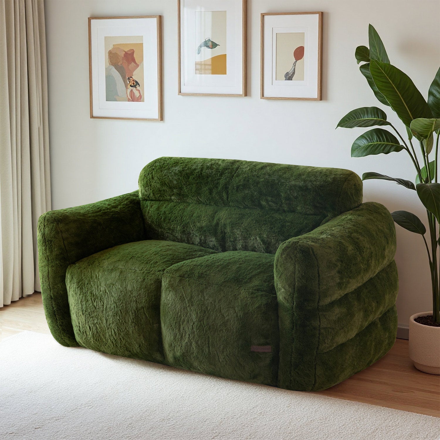 MAXYOYO Giant Bean Bag Chair - Ultra Soft Faux Fur Oversized Lounger for Adults & Teens, Green - Perfect for Bedroom, Living Room, Game Room & Dorm Relaxation