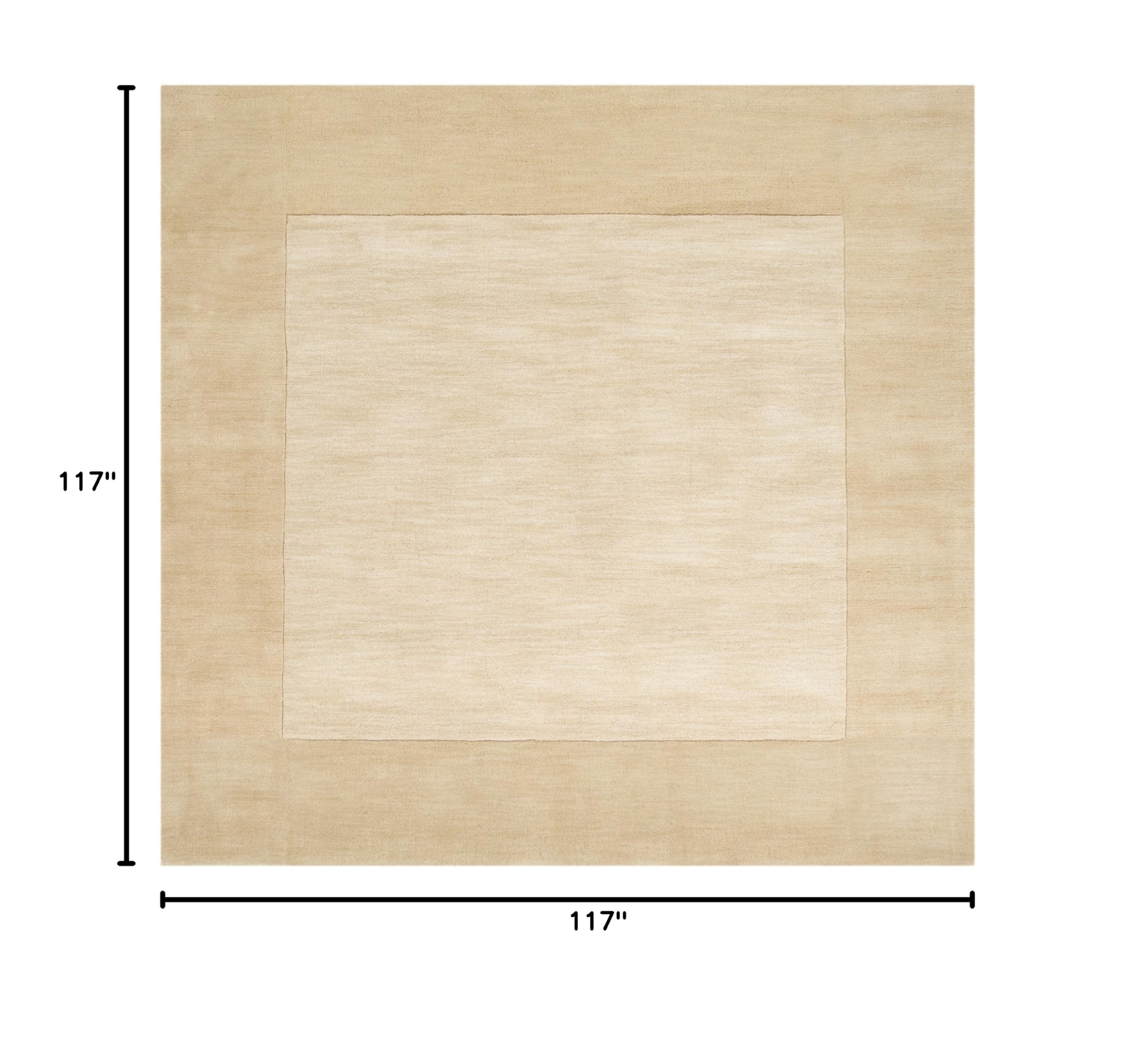 Mark&Day 10x10 Modern Khaki Wool Area Rug - Soft Cream White Square Carpet for Living Room, Bedroom, Kitchen | Durable & Stylish Home Decor (9'9
