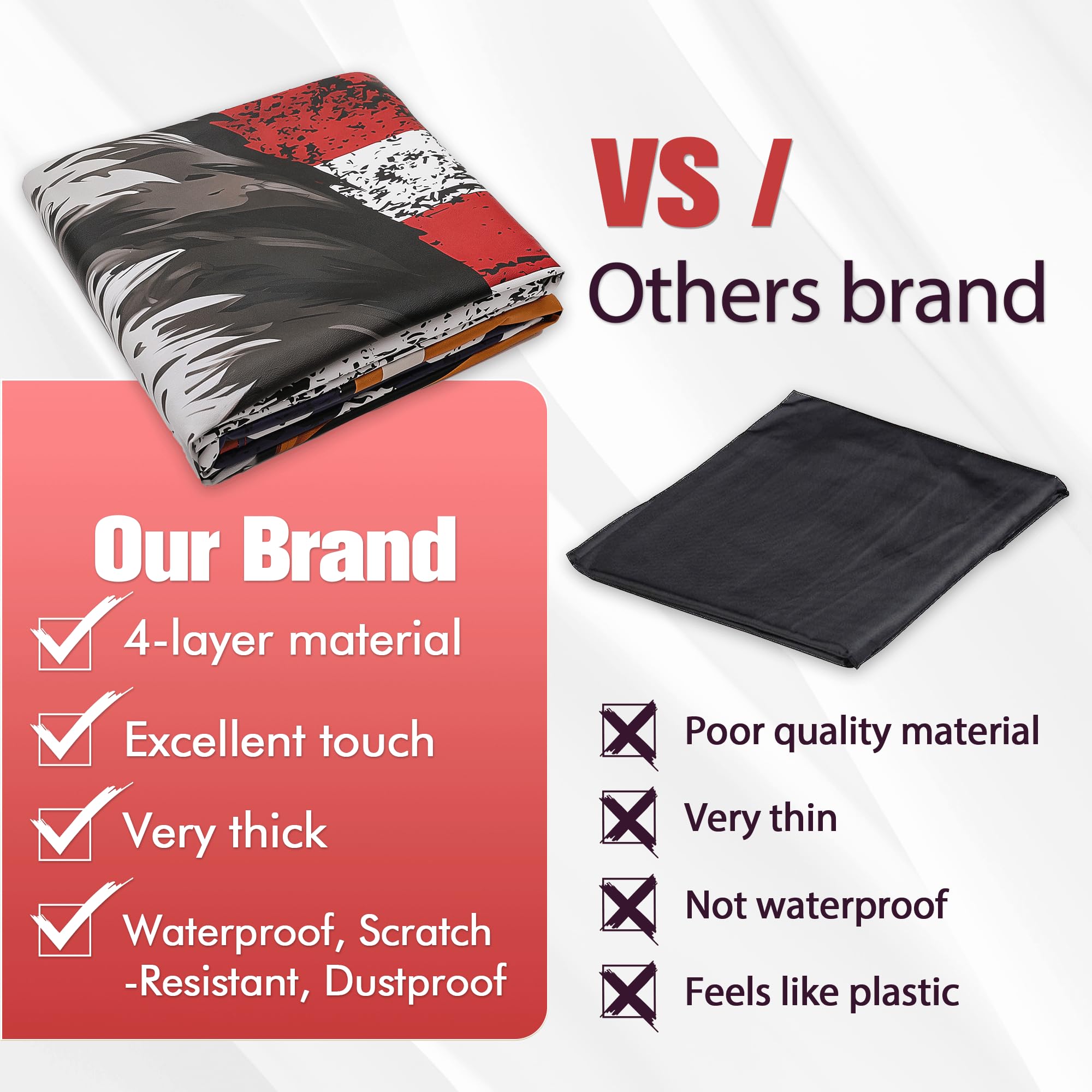 8 ft Waterproof Pool Table Cover - Outdoor Leather Billiard Table Protector for 8 Feet Tables, Felt Protection, Durable & Weatherproof - Perfect for Patio, Game Room & Indoor Use - Red