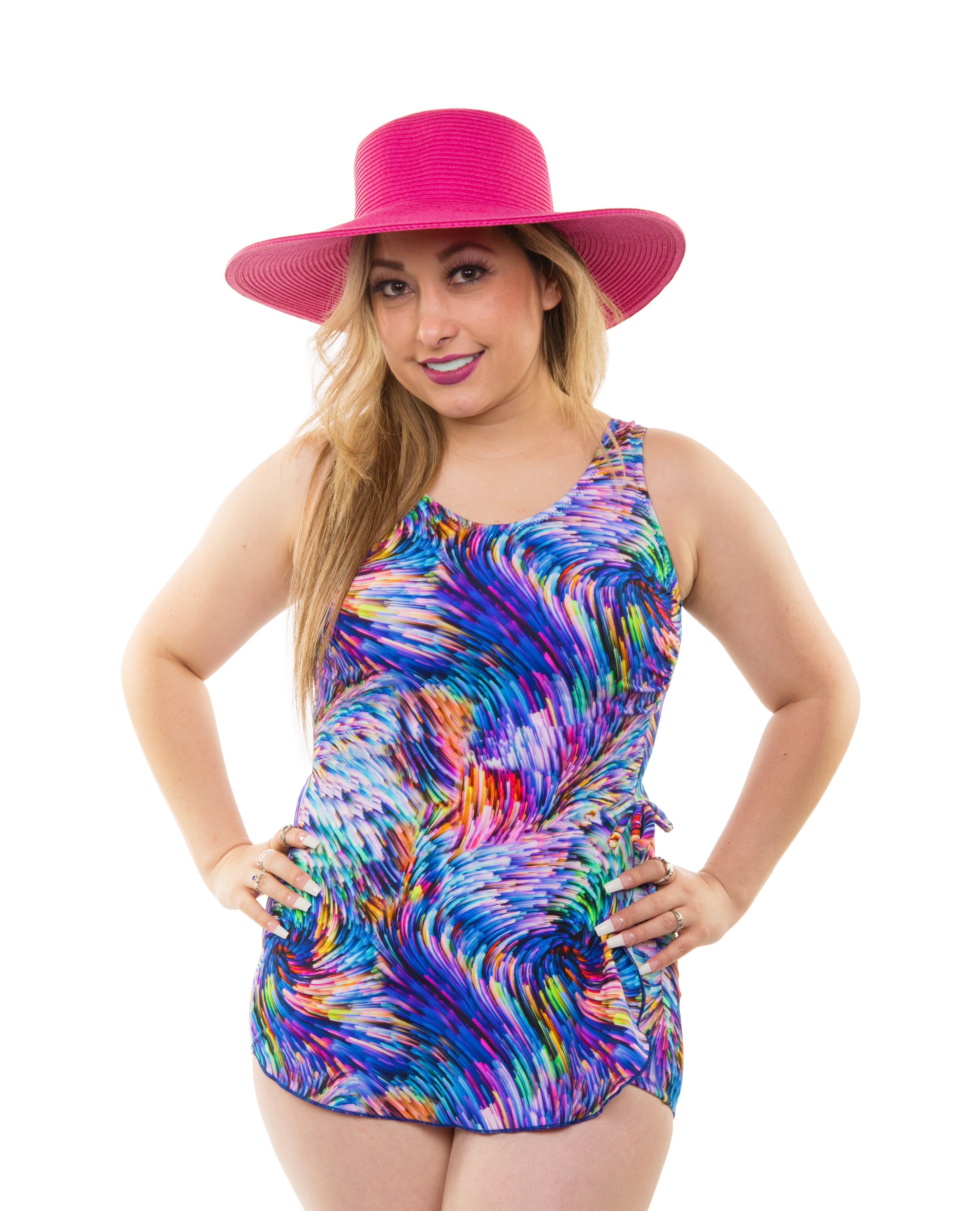 Classic Sarong Sheath Dress with Rainbow Wave Print - Perfect for Beach, Pool, and Summer Vacations