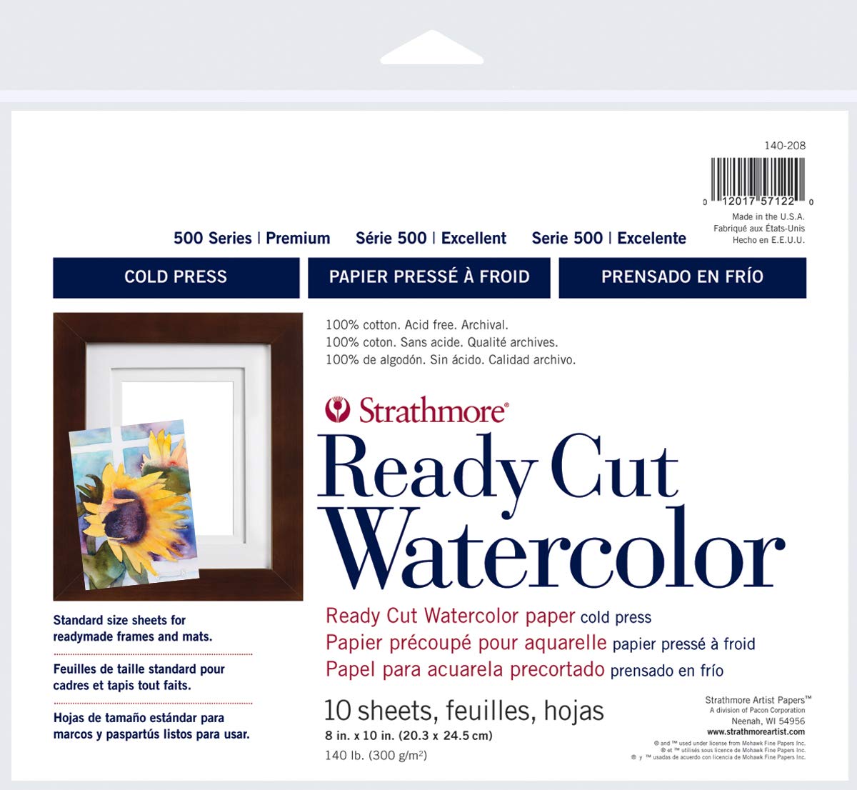 Strathmore 140-208 Ready Cut Watercolor Paper - Cold Press, 8