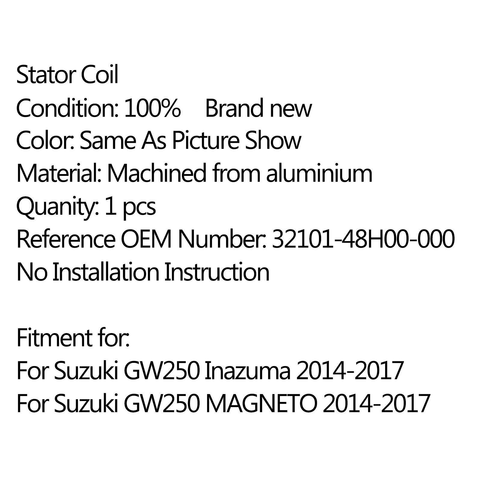 SUZUKI GW250 Inazuma 2014-2017 Motorcycle Stator Coil & Magneto Stator Regulator - High Performance Generator Coil Replacement for GW250 MAGNETO - Perfect for Off-Roading & Long-Distance Riding