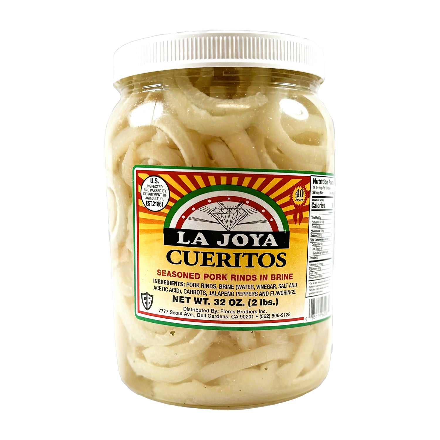 La Joya Cueritos | 2lb Pickled Pork Skins in Bottle | Perfect for Snacking, Parties & Mexican Cuisine