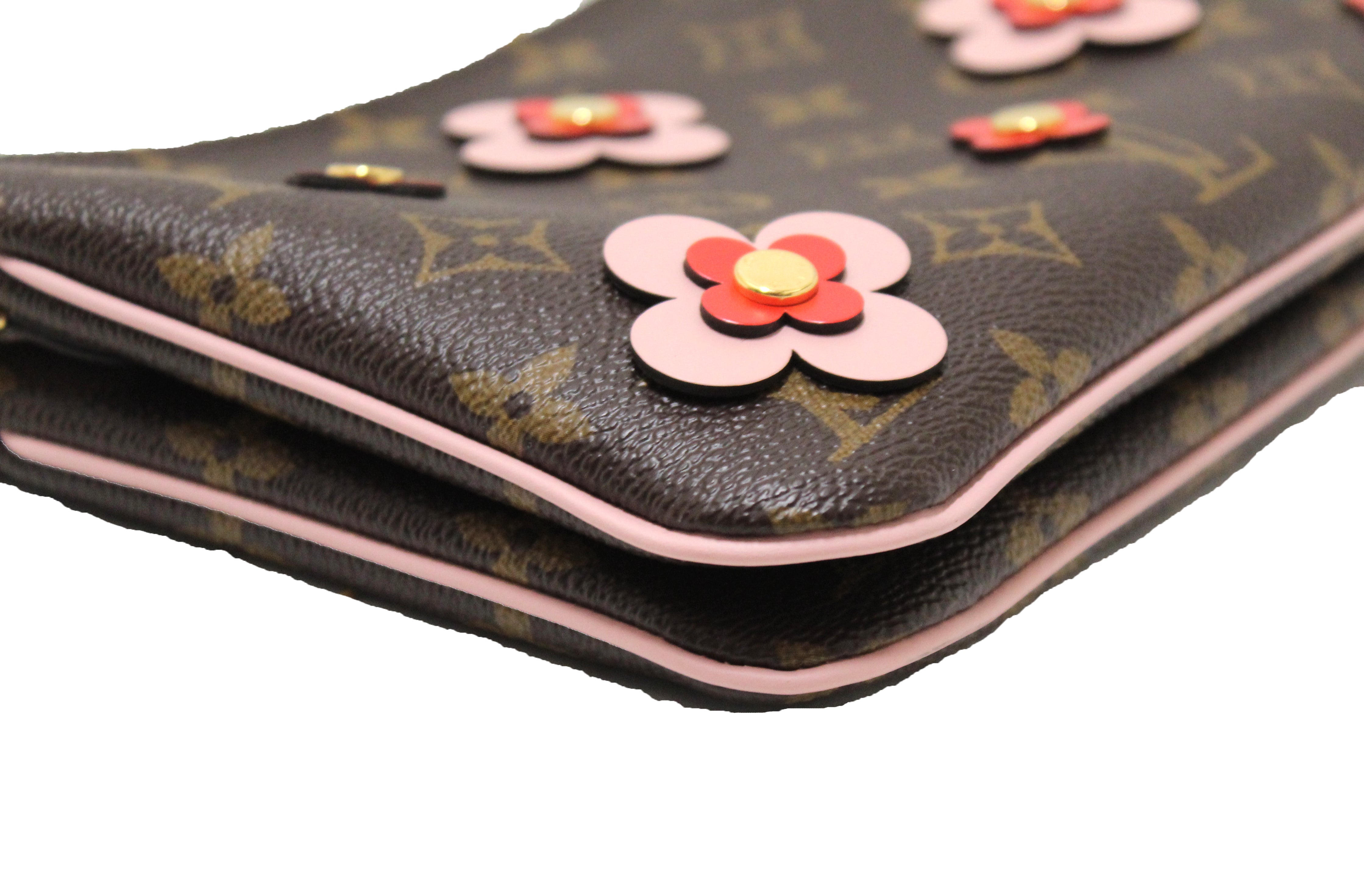 Authentic Louis Vuitton Monogram Blooming Flowers Double Zip Pochette Bag - Luxury Crossbody Purse for Women, Perfect for Date Night & Special Occasions