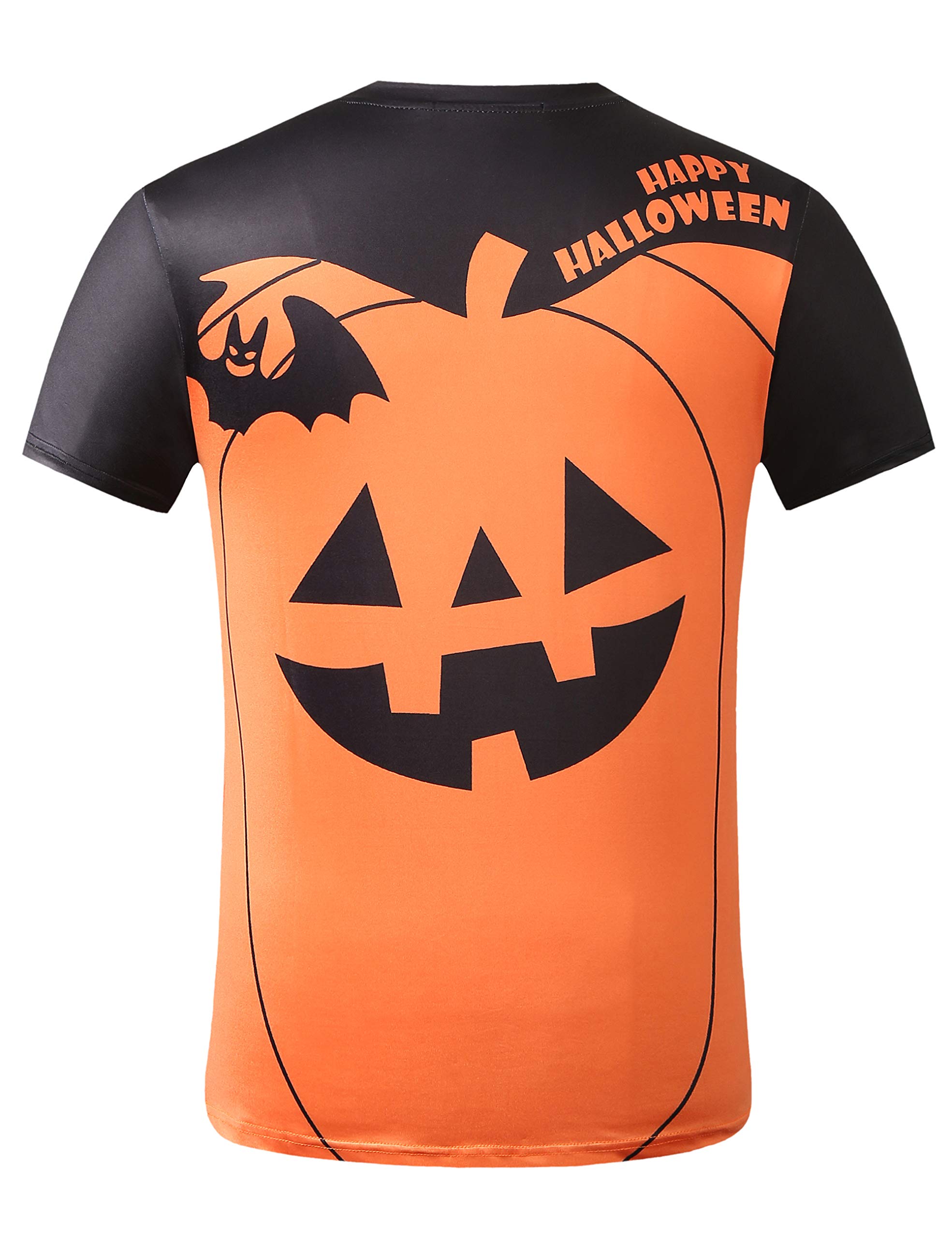 SSLR Men's Halloween T-Shirt - Short Sleeve Skeleton & Pumpkin Graphic Tee - Fun Casual Crewneck Shirt for Halloween Parties & Costume Events