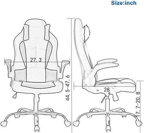 Premium Ergonomic Gaming Chair - Adjustable Office Desk Chair with Lumbar Support & Headrest - Modern Executive Leather Computer Chair - Rolling Swivel Task Chair for Home Office & Gaming Setup - Grey