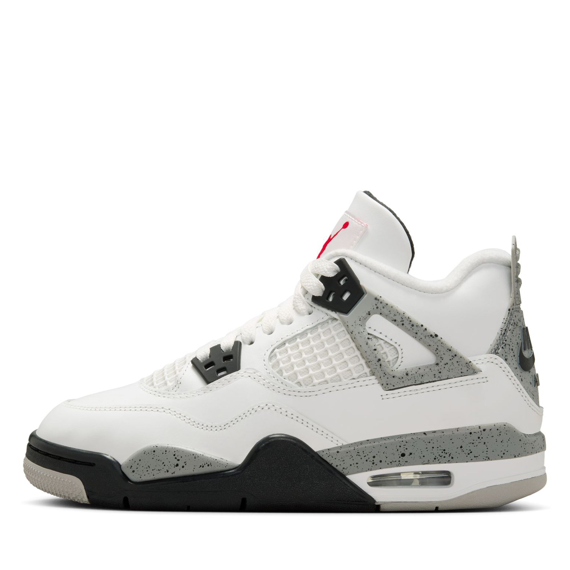 Air Jordan 4 Retro 'White Cement' GS Sneakers - Summit White/Fire Red Basketball Shoes for Kids | Perfect for School, Sports & Casual Wear