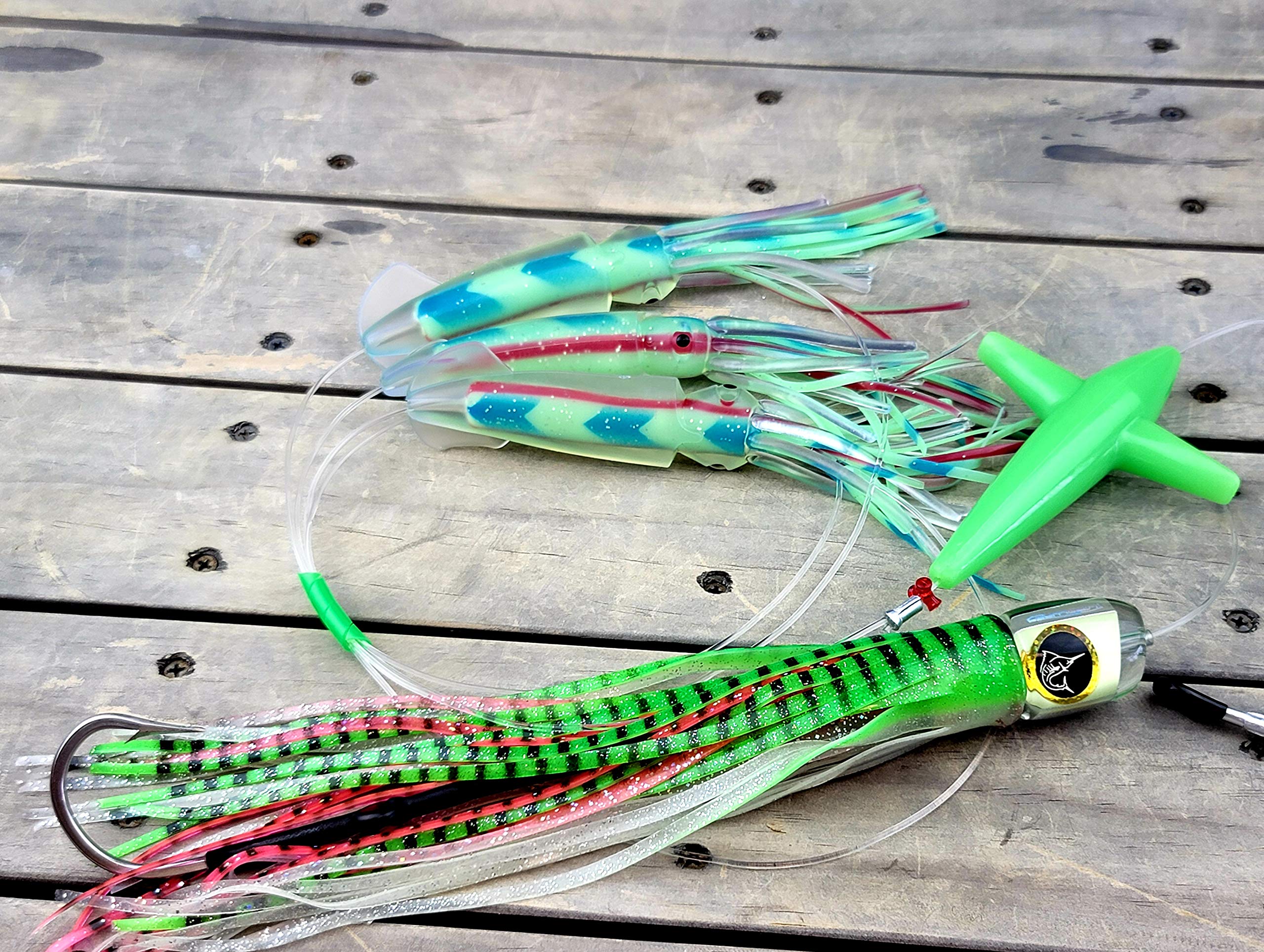 Premium Bigeye Tuna Fishing Lure - Super Glow Luminous Daisy Chain Trolling Lure for Marlin & Tuna | Durable Urethane Construction | Made in USA | Perfect for Offshore Deep Sea Fishing & Saltwater Trolling