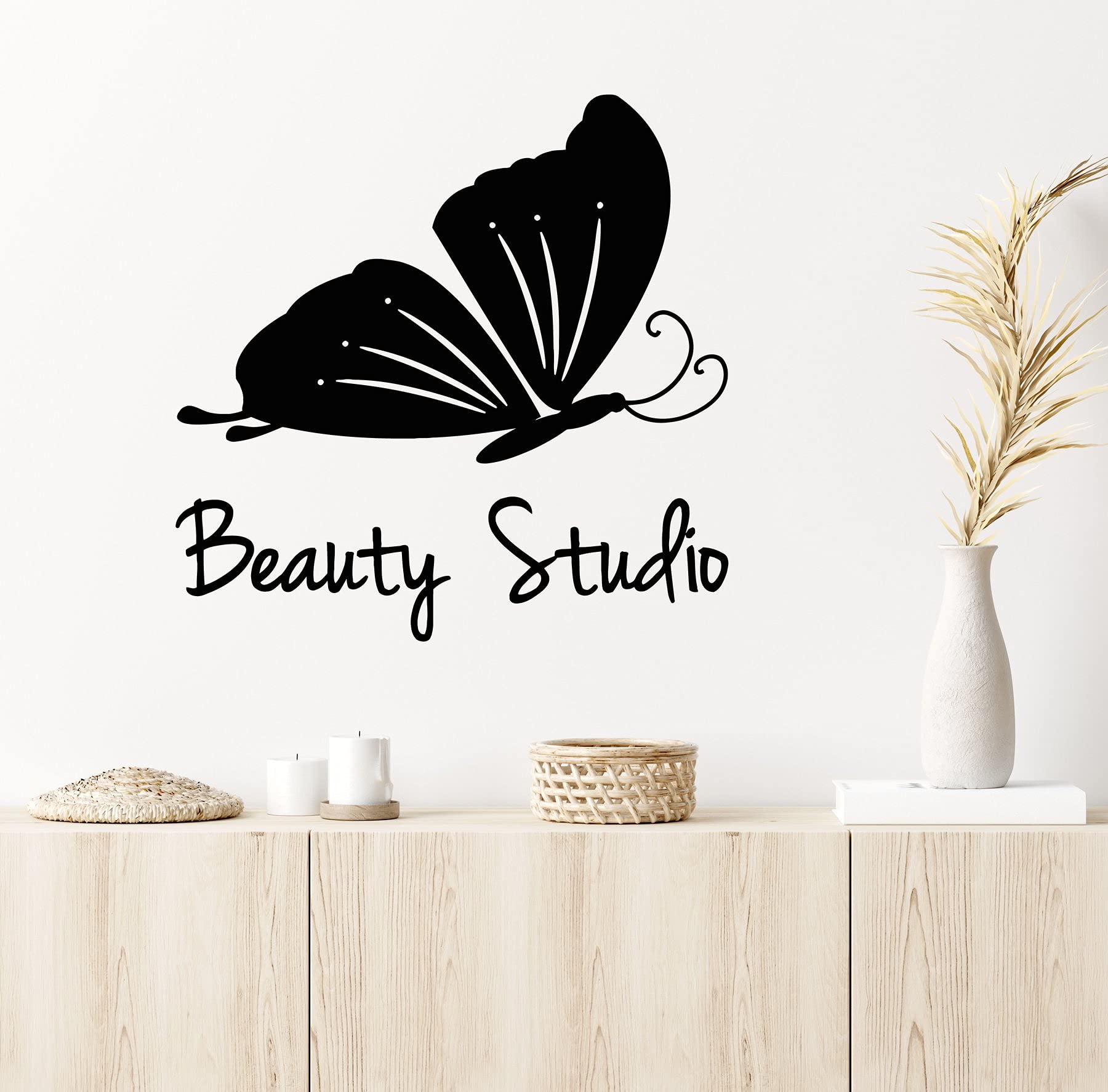 VVWV Beauty Studio Wall Decal - Salon & Spa Sticker for Hair, Nail, Barber Shop Decor - Motivational Quotes & Makeup Art Design - 55x40cm (21.6x15.7in) - Perfect for Salon Walls, Dressing Rooms & Beauty Parlors
