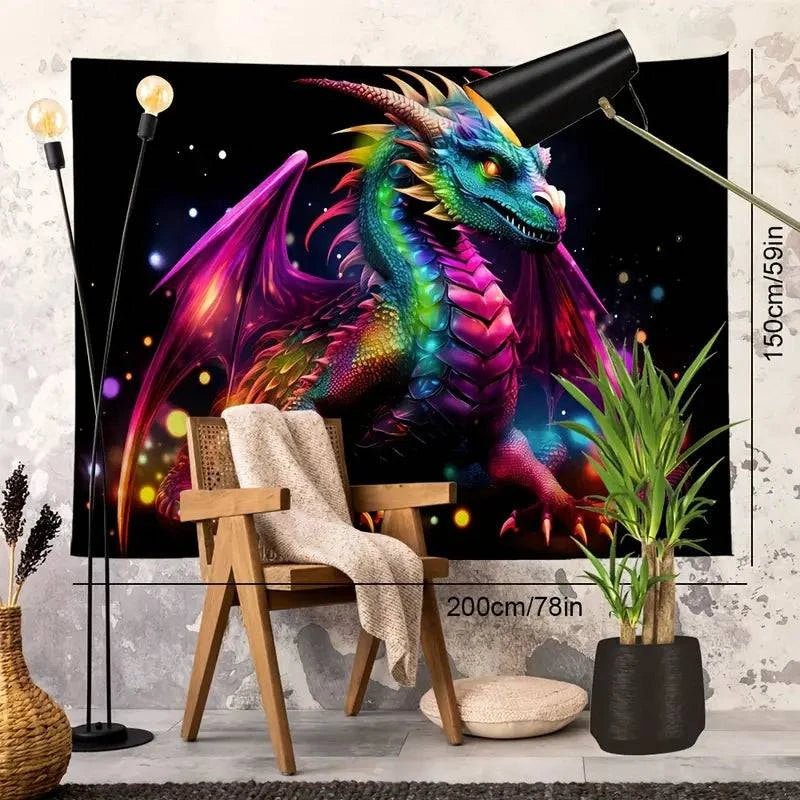 Dragon Landscape Wall Art - Hand-Painted Canvas Print for Home & Office Decor | Perfect for Living Room, Bedroom, or Office Wall Decorations