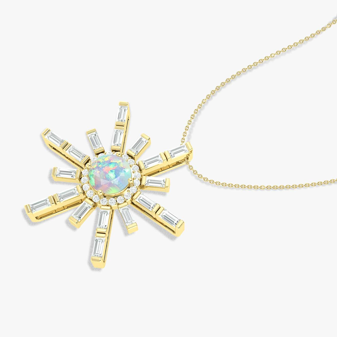 Natural White Opal Sun Charm Pendant Necklace - Elegant Bohemian Jewelry for Women, Gift for Her, Perfect for Everyday Wear & Special Occasions