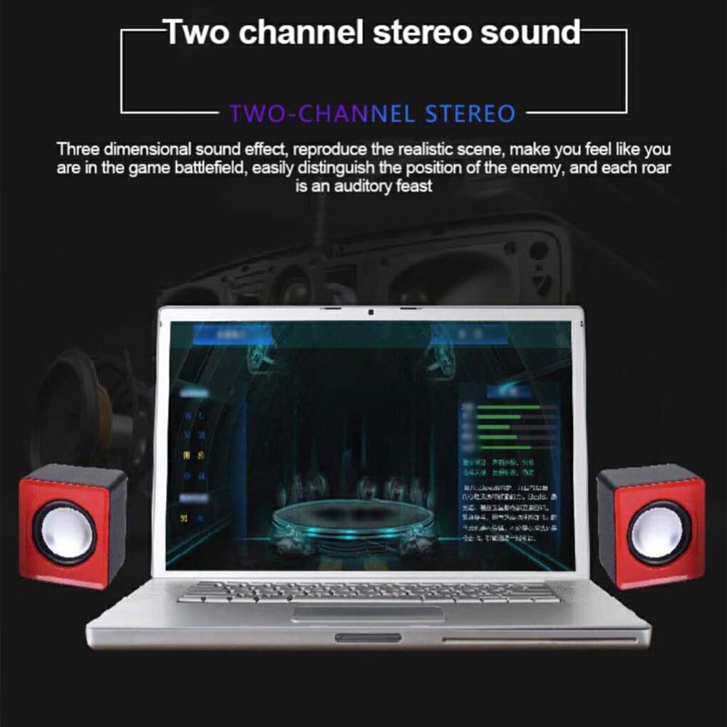 Nilioyul USB Computer Speakers with Subwoofer - Mini Plastic Universal Loudspeaker for Laptop & Desktop, Home Office PC Sound System (Black) | Perfect for Gaming, Music & Video Conferencing