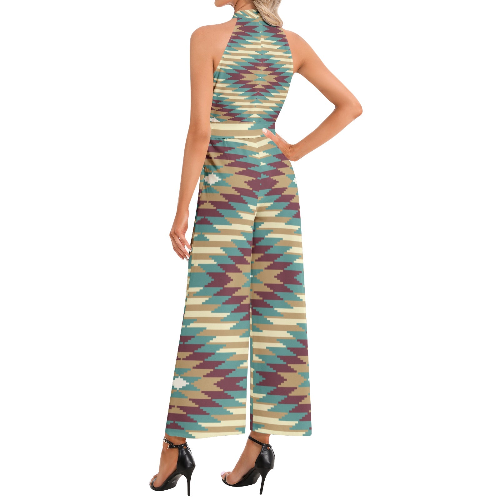 Women's Halter Neck Buckle Belted Jumpsuit - Stylish One-Piece Romper for Summer Outfits, Beach Wear & Casual Occasions