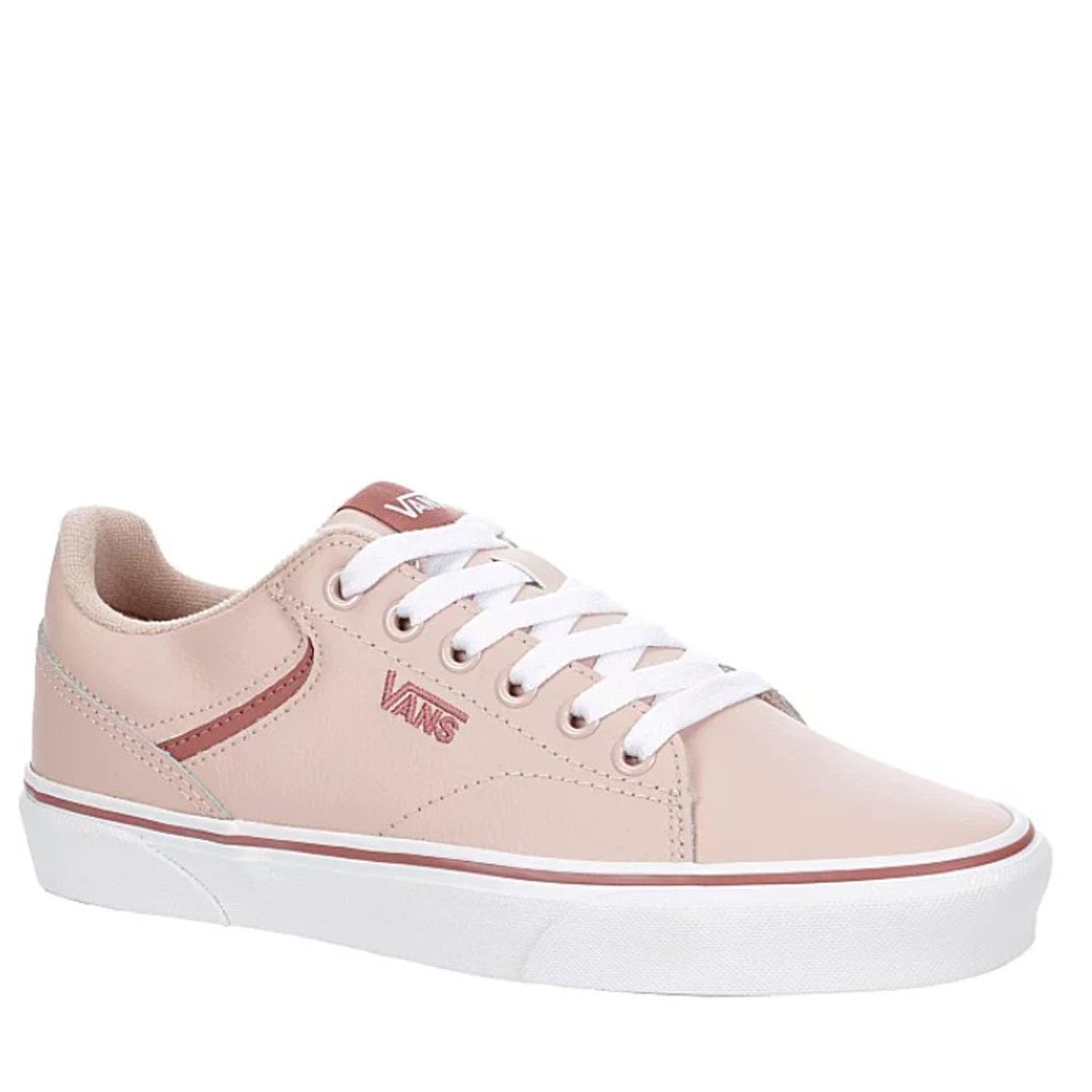 Vans Unisex Seldan Lace-Up Low-Top Sneakers - Tumbled Leather in Dusty Rose | Casual Streetwear & Skate Shoes for Men & Women