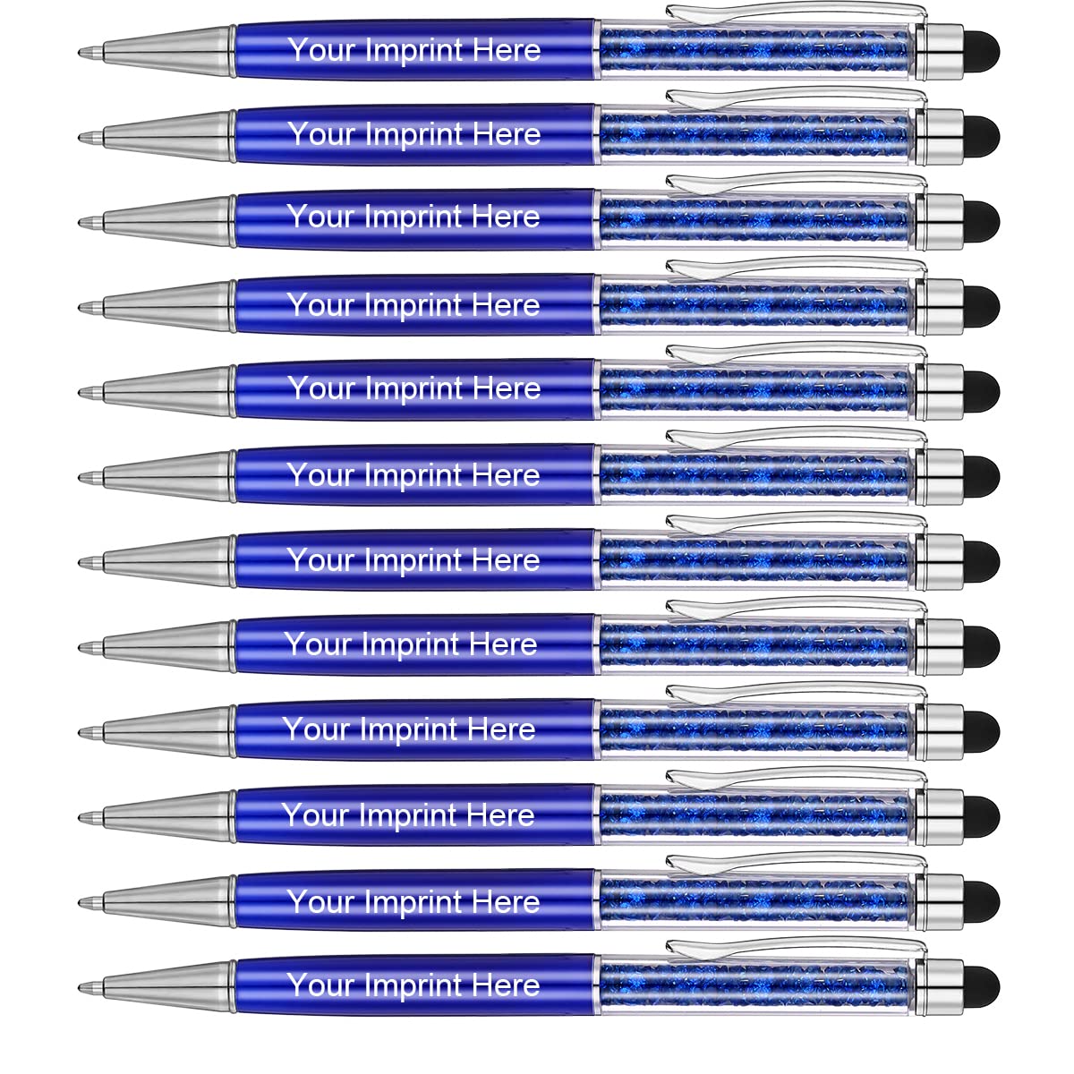 Custom Engraved 2-in-1 Crystal Stylus & Ballpoint Pen with Logo - Dark Blue | Perfect for Corporate Gifts, Promotional Items & Office Supplies