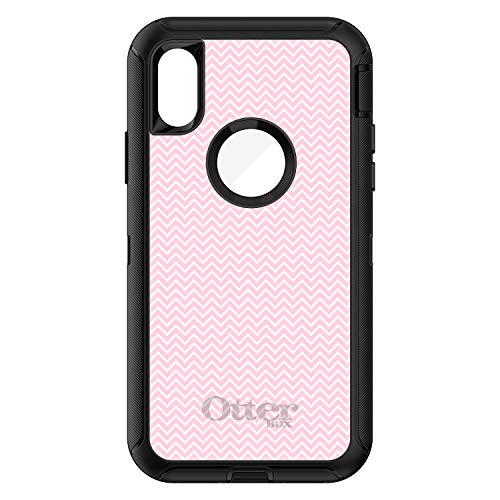 Pink & White Thin Chevron Pattern On Black Case