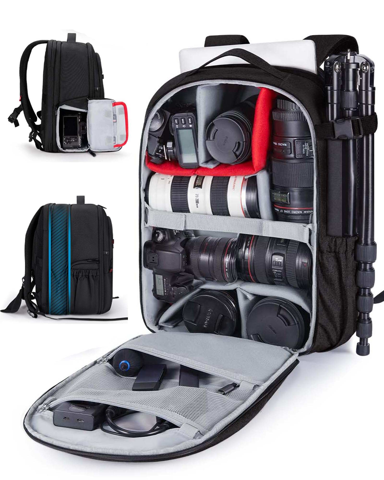 BAGSMART Expandable DSLR SLR Camera Backpack for Photographers - Waterproof Photography Travel Bag with 15.6