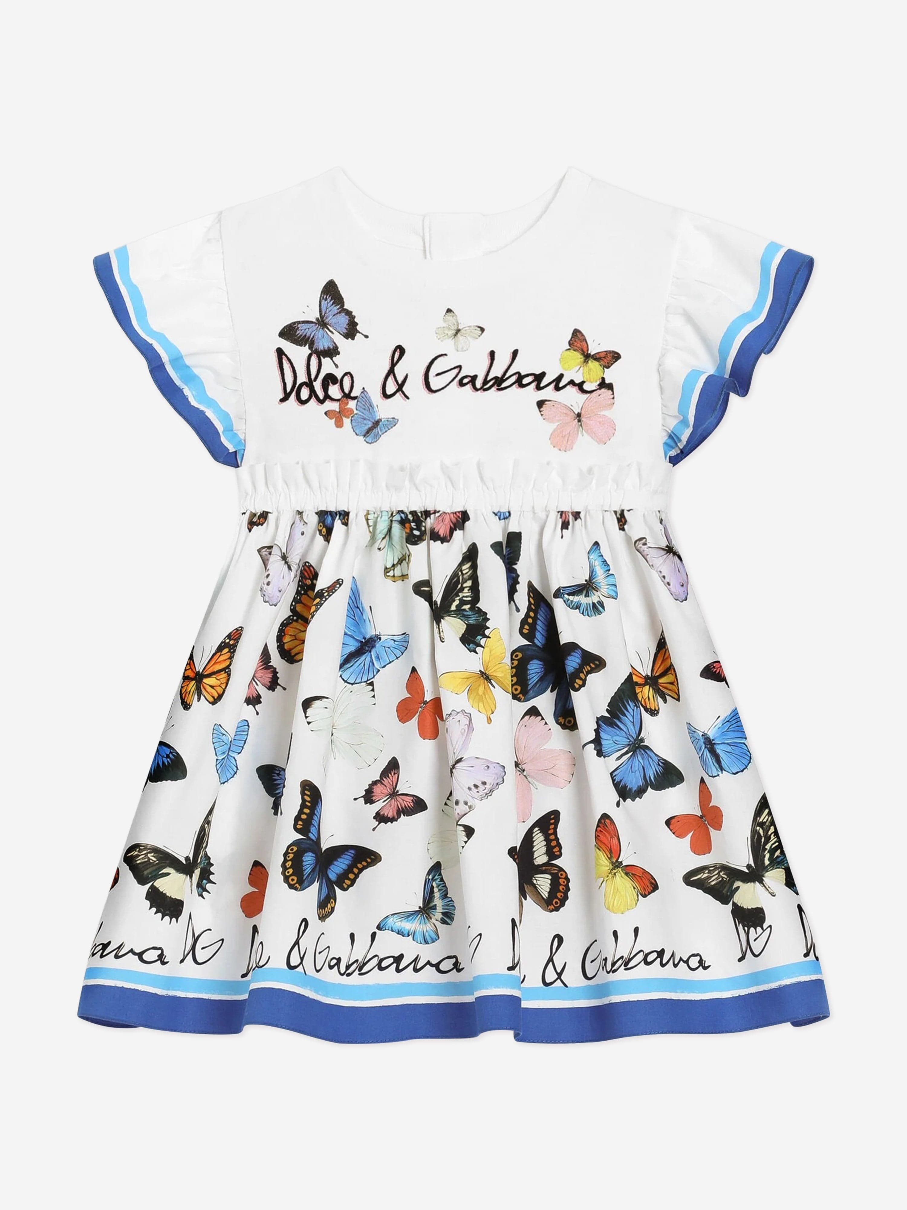 Adorable Baby Girls Butterfly Print Dress Set - White Floral Outfit for Infants & Toddlers | Perfect for Parties, Photos & Special Occasions