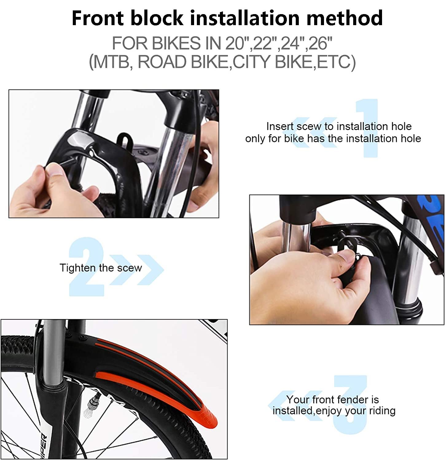 Adjustable Mountain Bike Mud Guards Set - Front & Rear Fenders for Road & Off-Road Cycling - Durable Splash Protection (Blue) - Perfect for Rainy Commutes & Trail Adventures